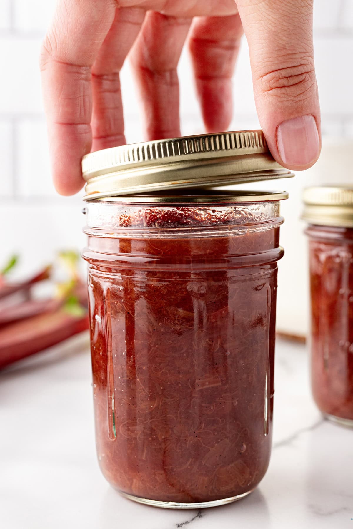 Adding the ring to the jar.