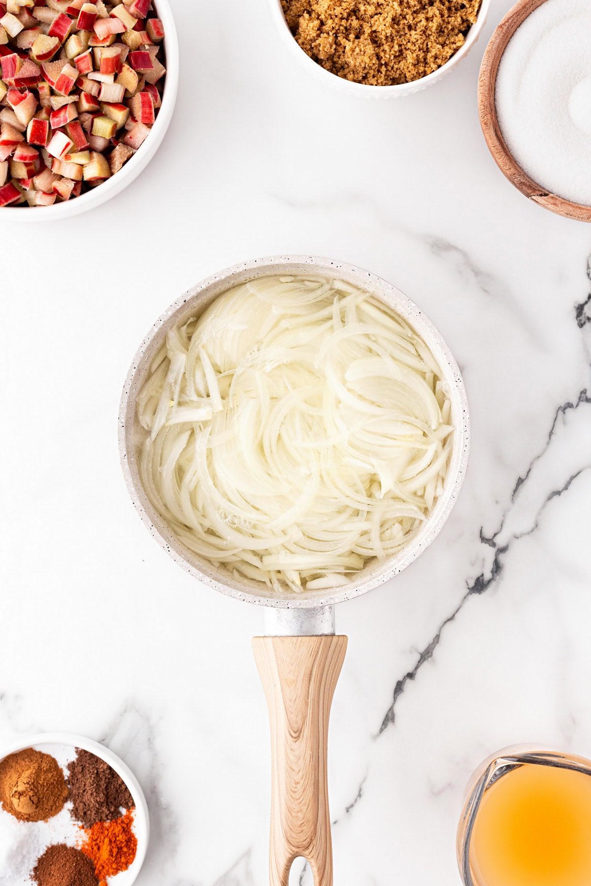 Sliced onions.