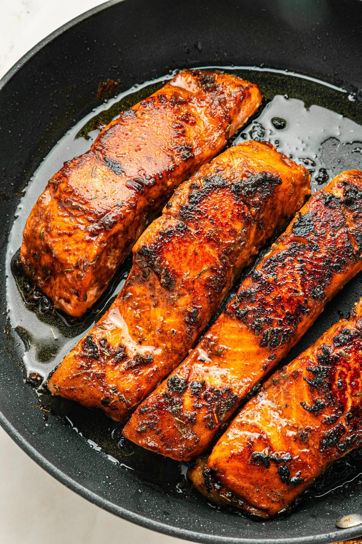 Seared salmon fillets.