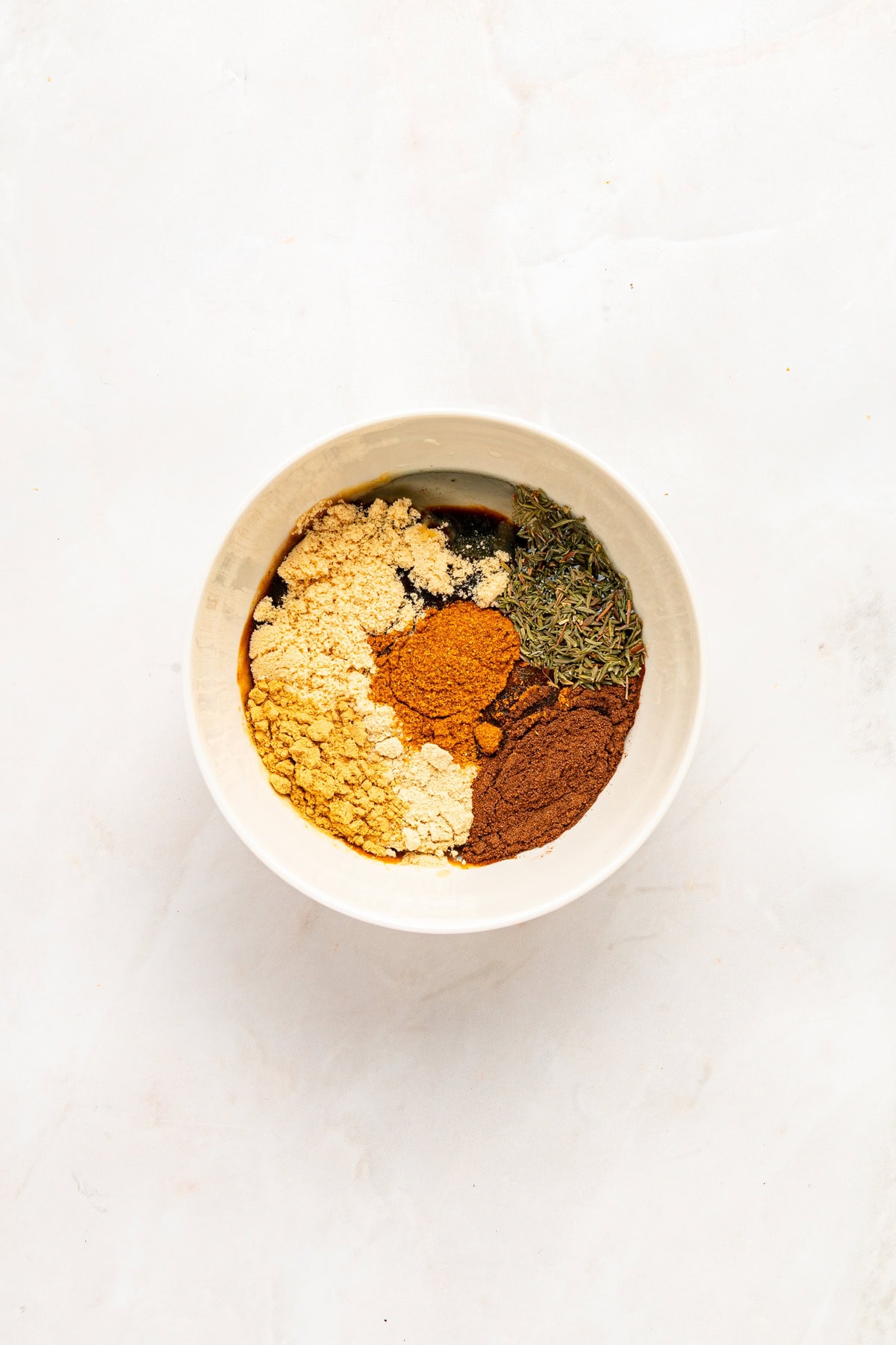 Mixing marinade ingredients.