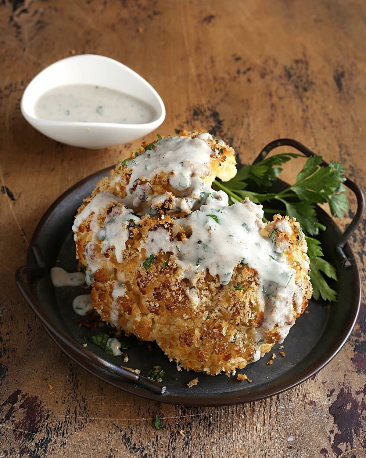 Whole Roasted Cauliflower. 