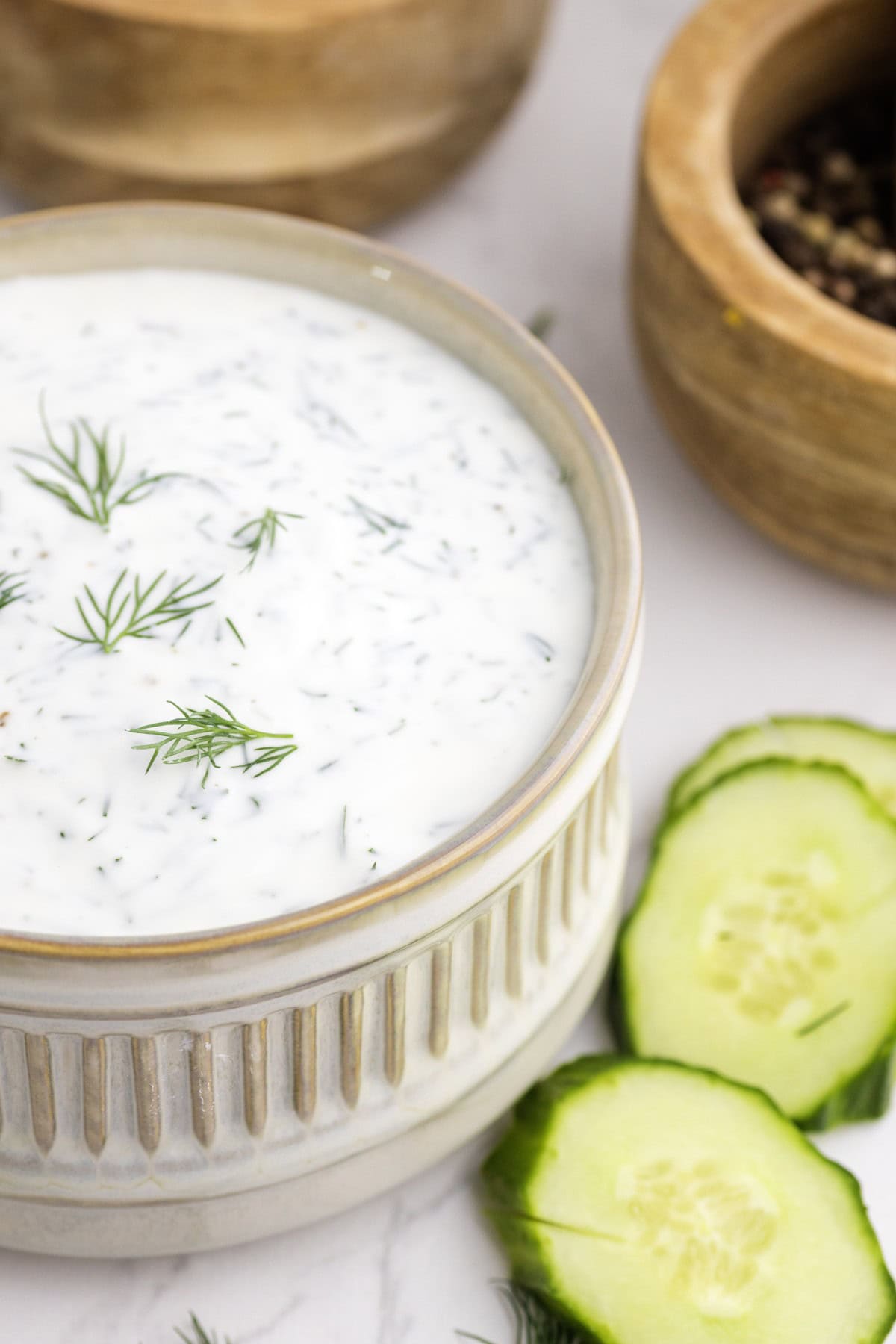 Yogurt Dill Dressing in a bowl. 