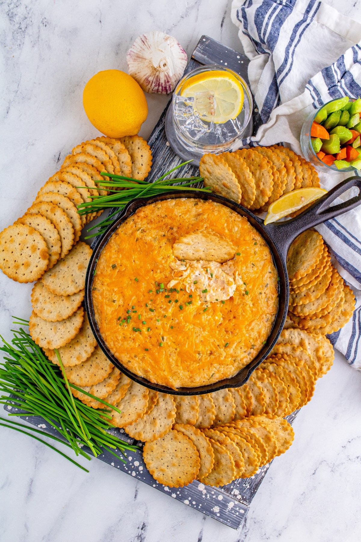 Skillet full of crab dip.