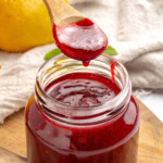 Spooning out Raspberry Coulis.