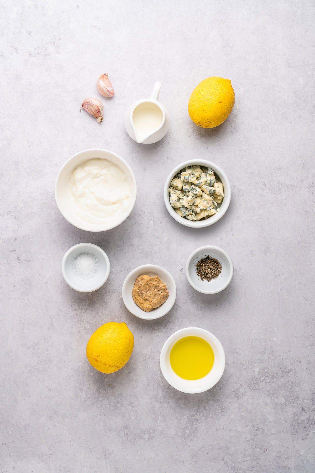 Blue cheese dressing ingredients.