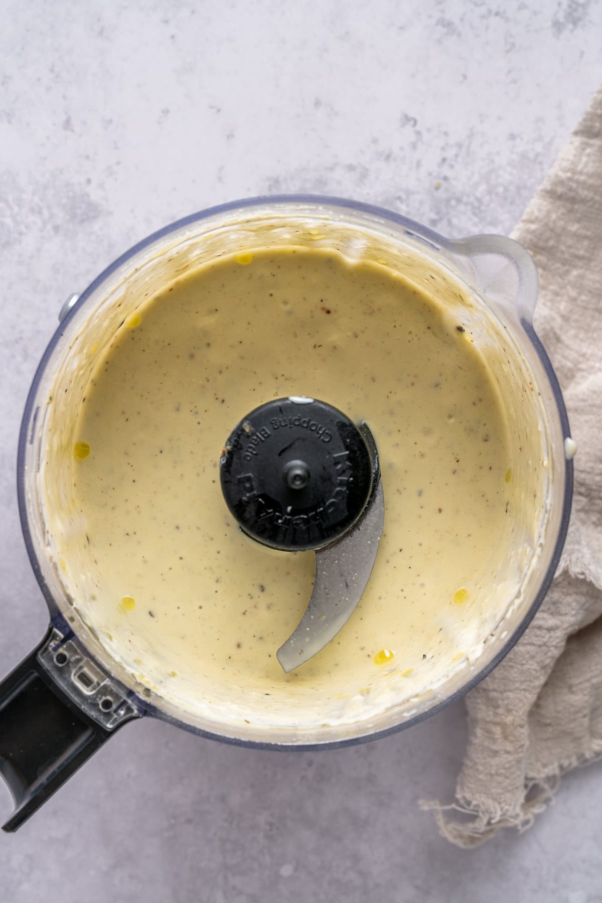 Blended blue cheese dressing.