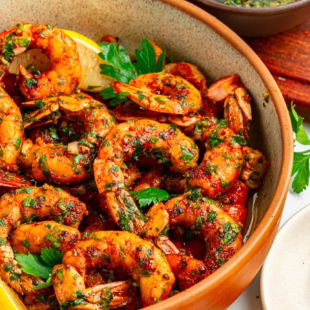 Chimichurri Shrimp in a bowl.
