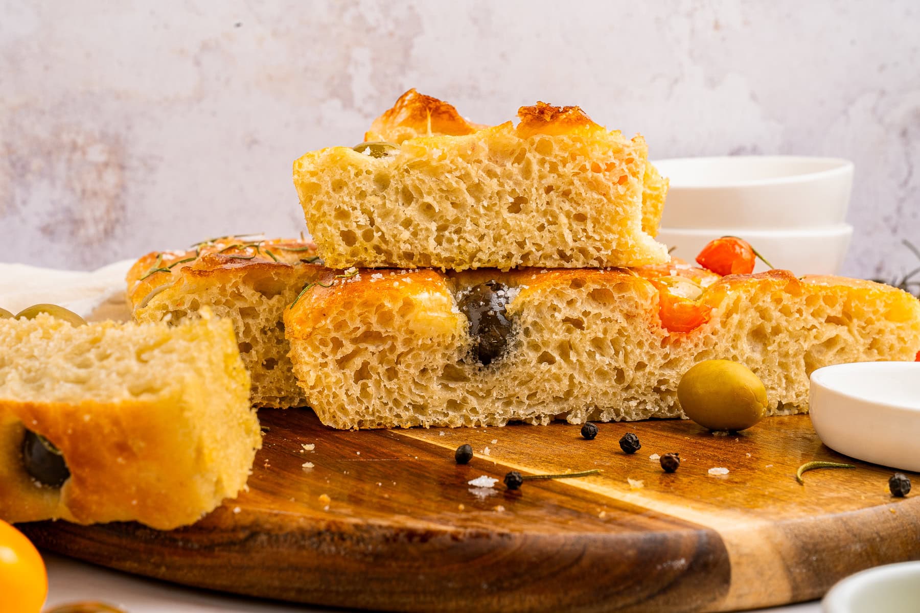 Fluffy no-knead focaccia.