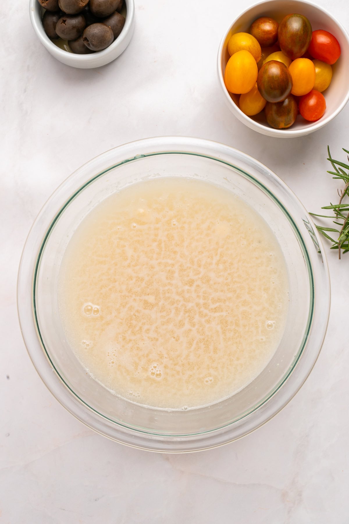 Activating the yeast.