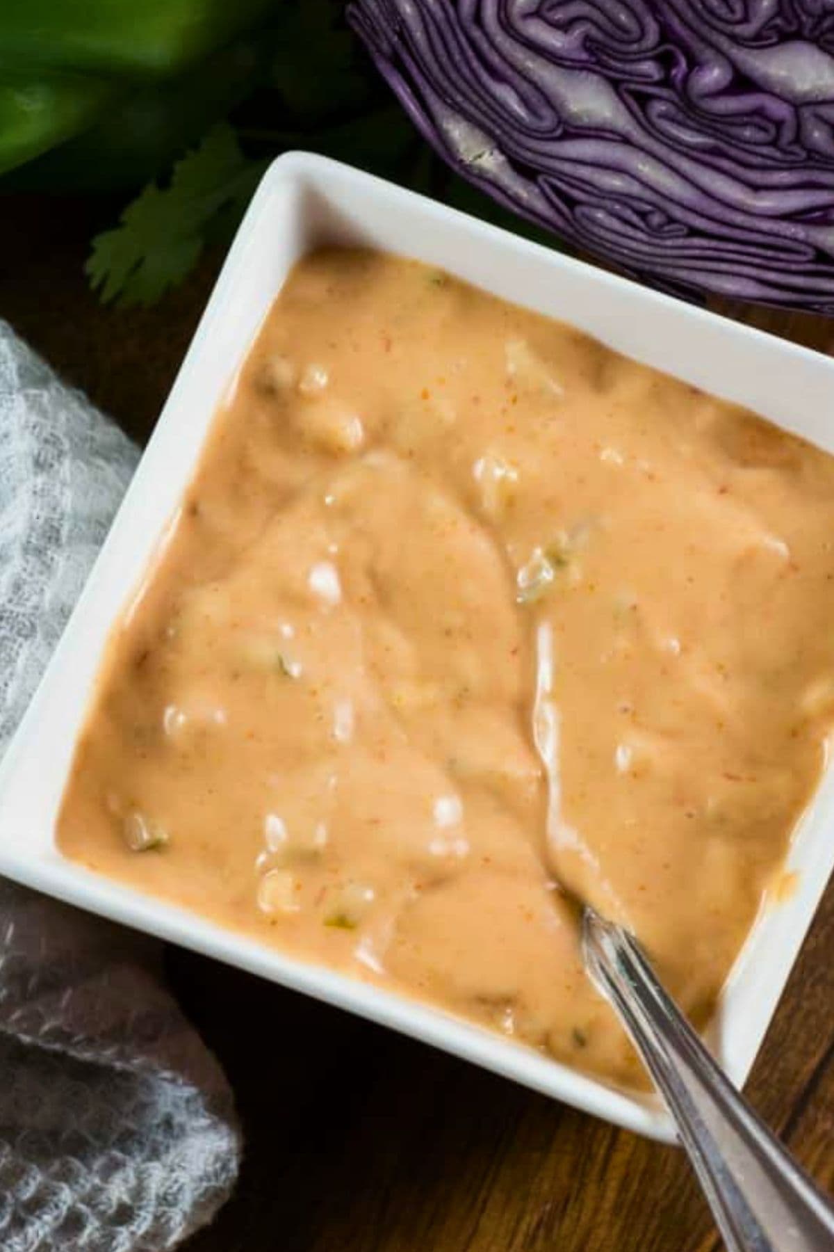 Bowl full of thousand island dressing.