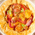 Overhead beet crostata.