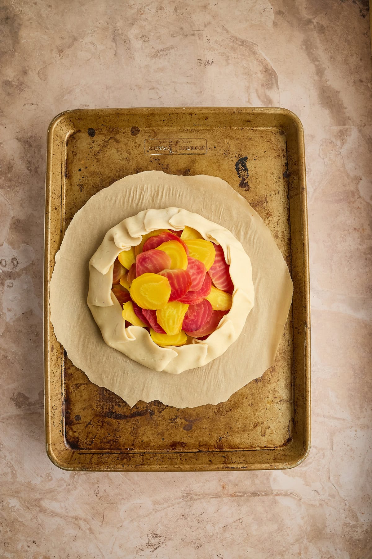 Crust edges folded in.