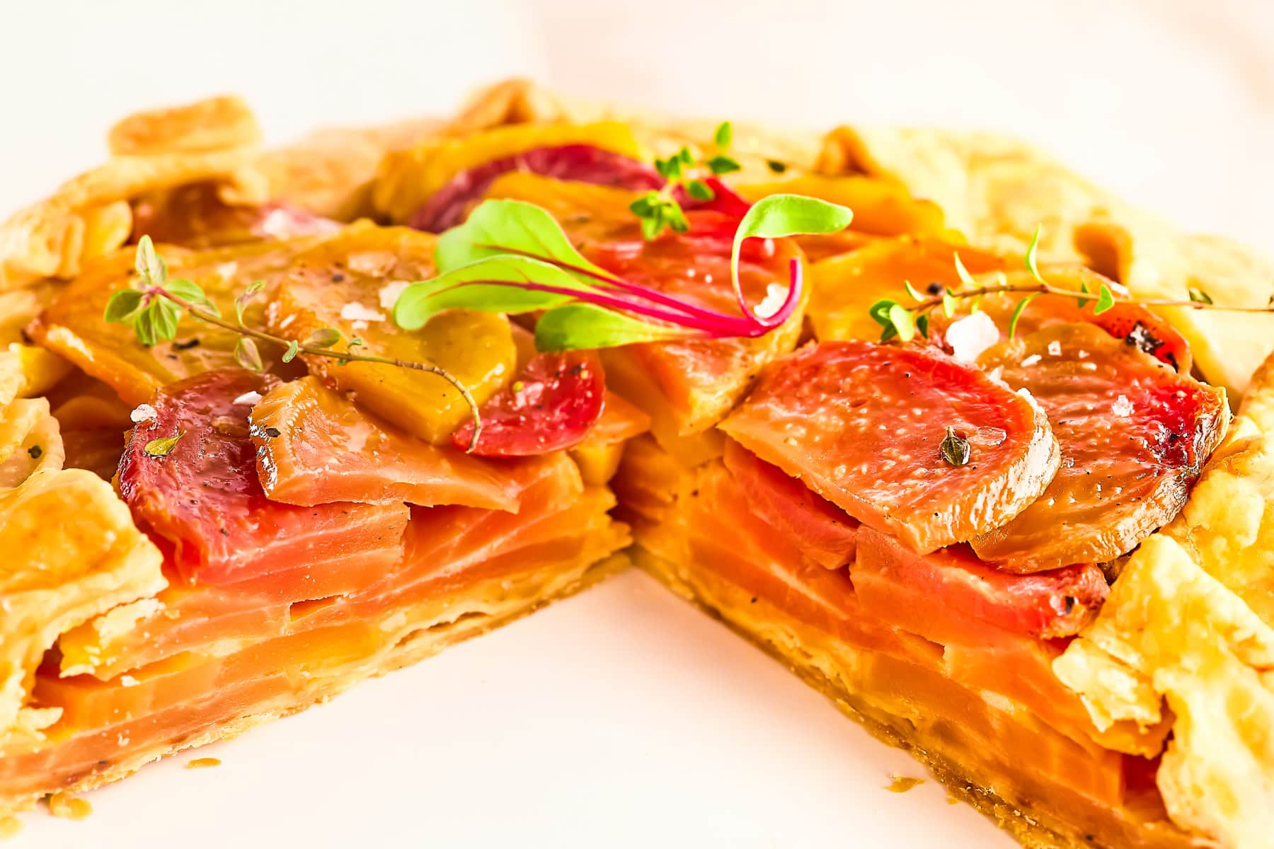 Seeing inside a cut beet crostata.