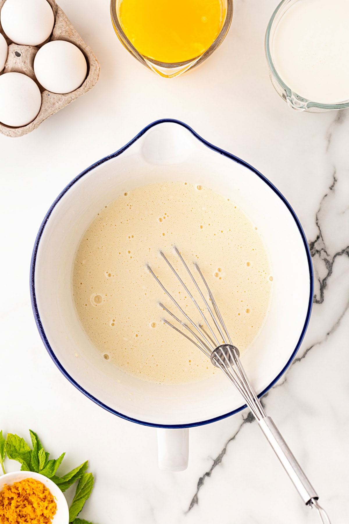 Whisked crepe batter.