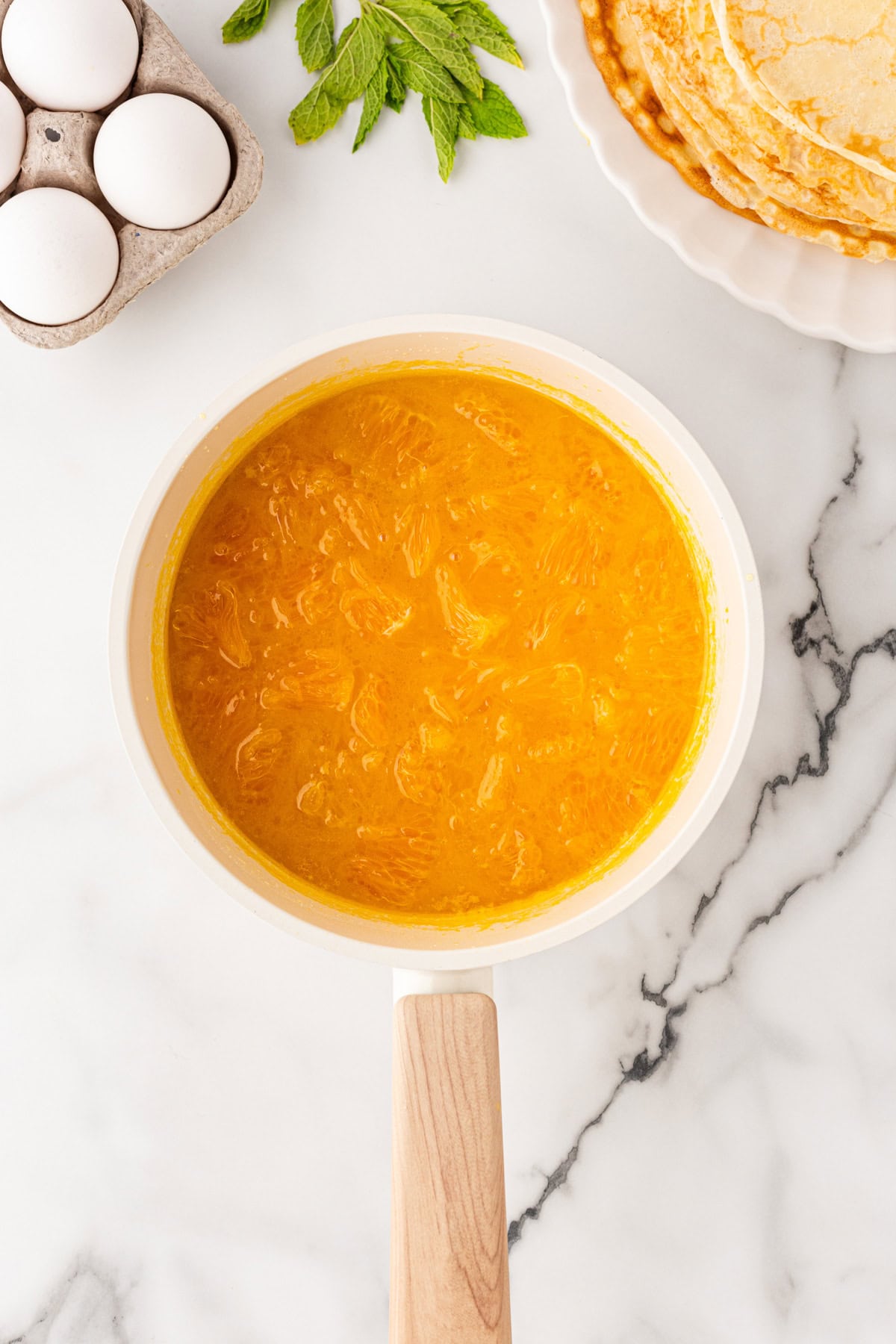 Finished orange sauce.