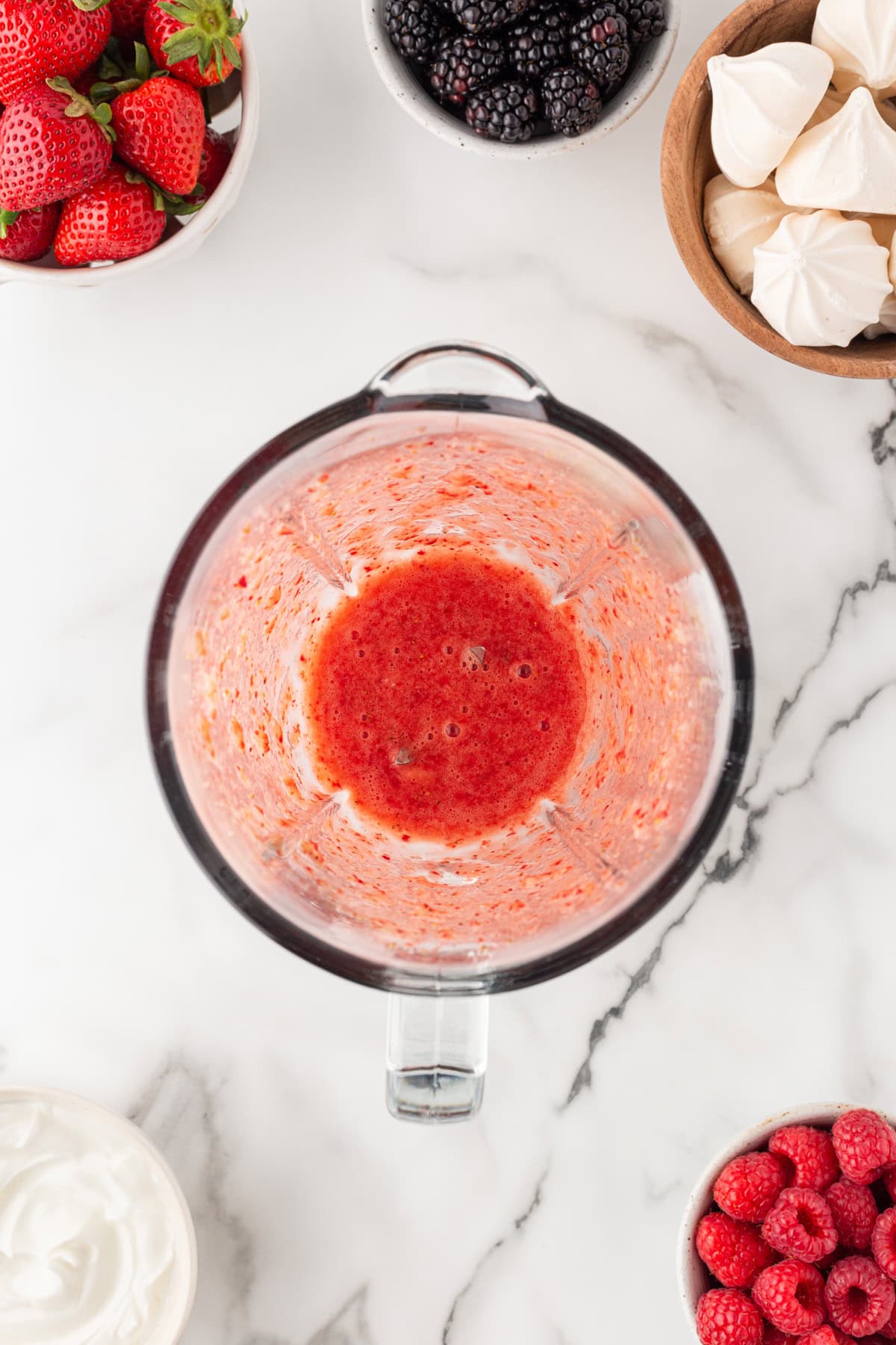 Strawberries pureed. 