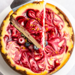 Taking a piece of Raspberry Cheesecake.