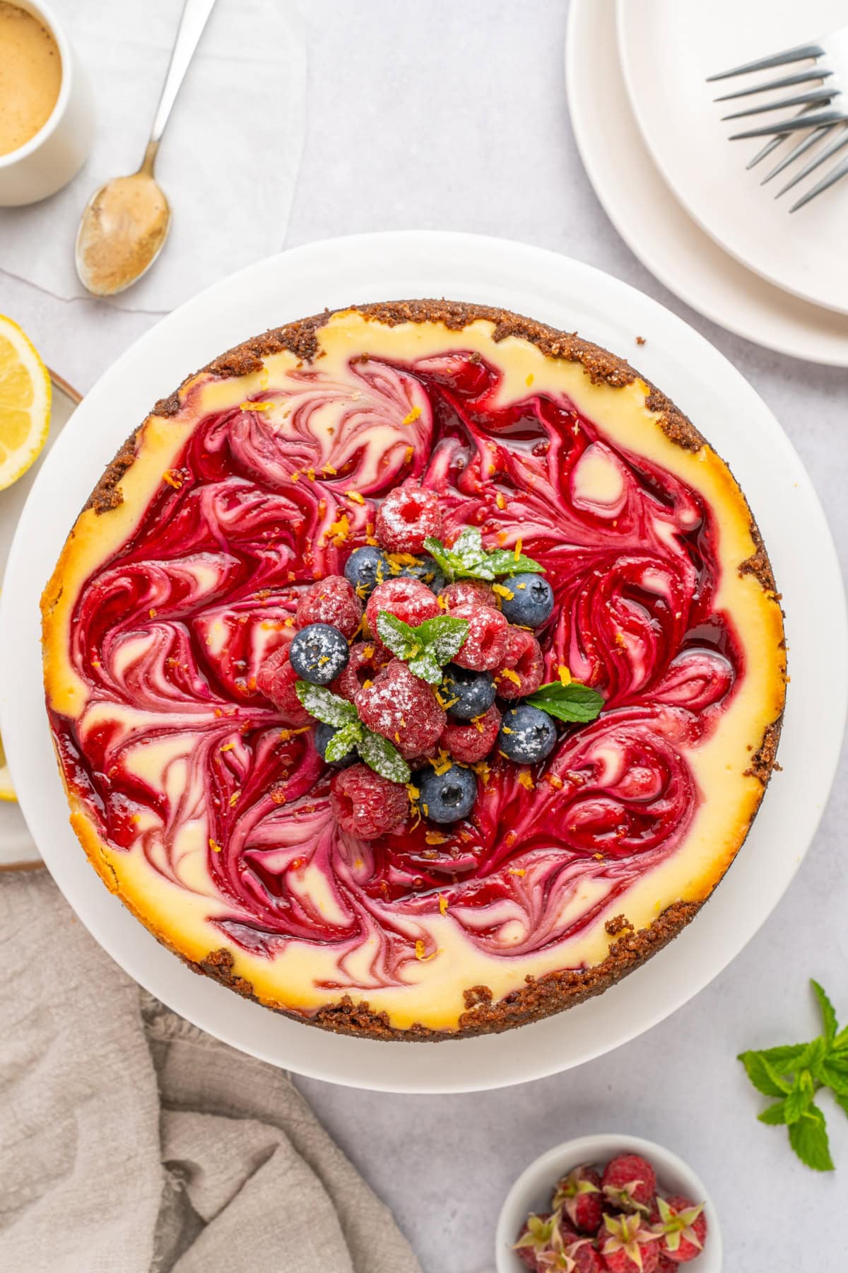 Swirl raspberry cheesecake.
