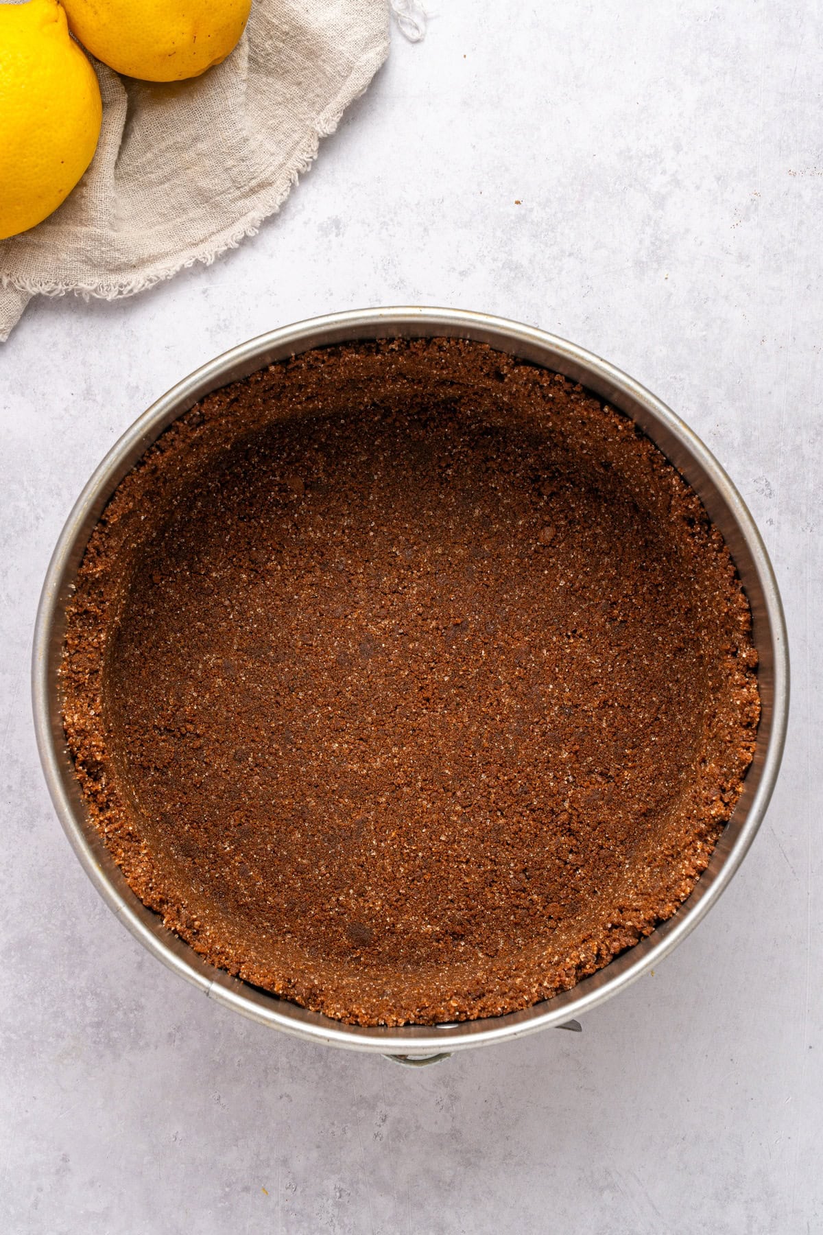 Wafer cookie crumbs crust.