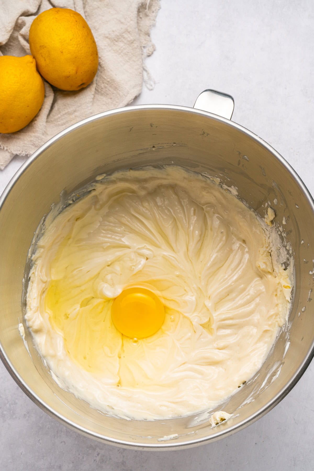 Incorporating the eggs.