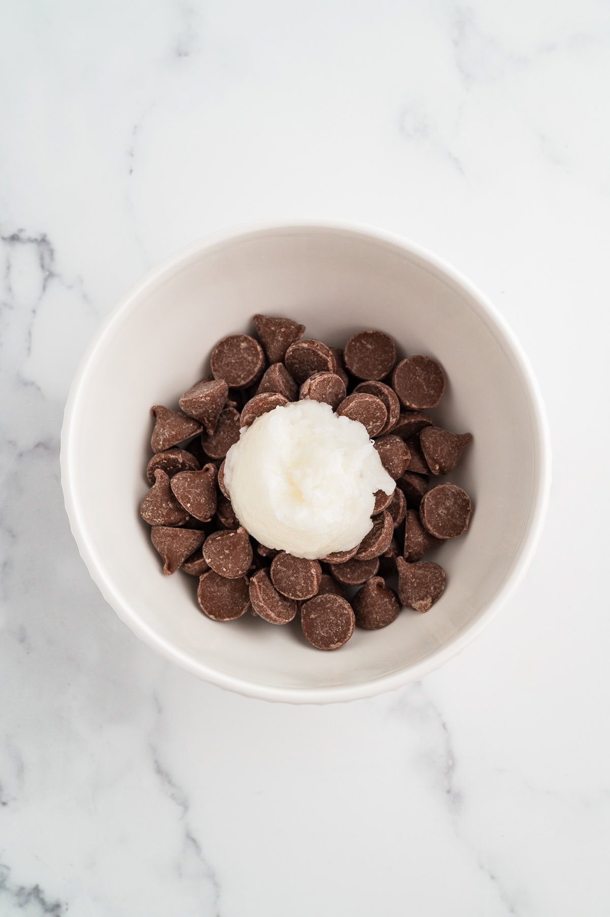 Chocolate chips and coconut oil. 