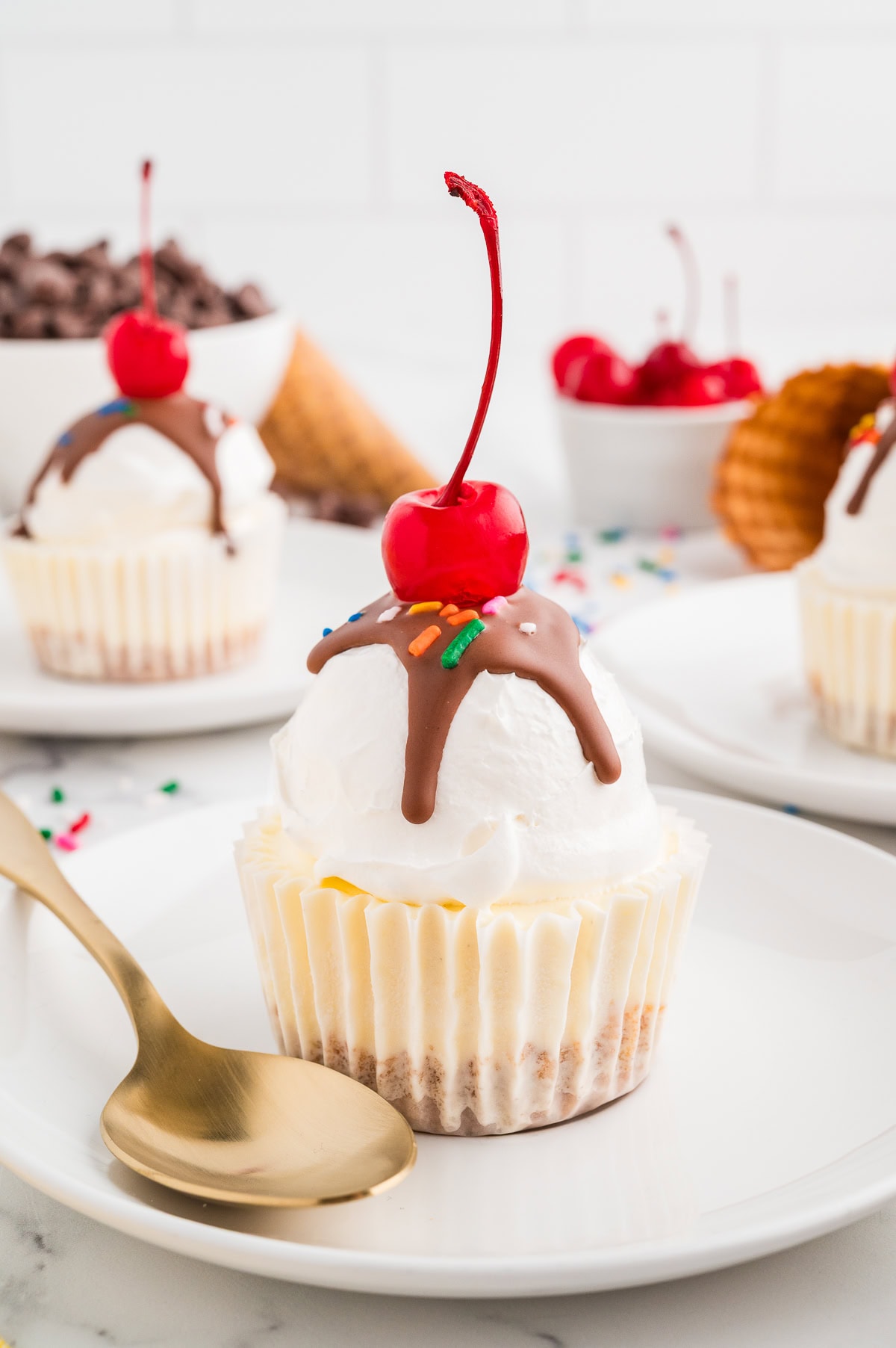Mini Ice Cream Cake with a spoon. 