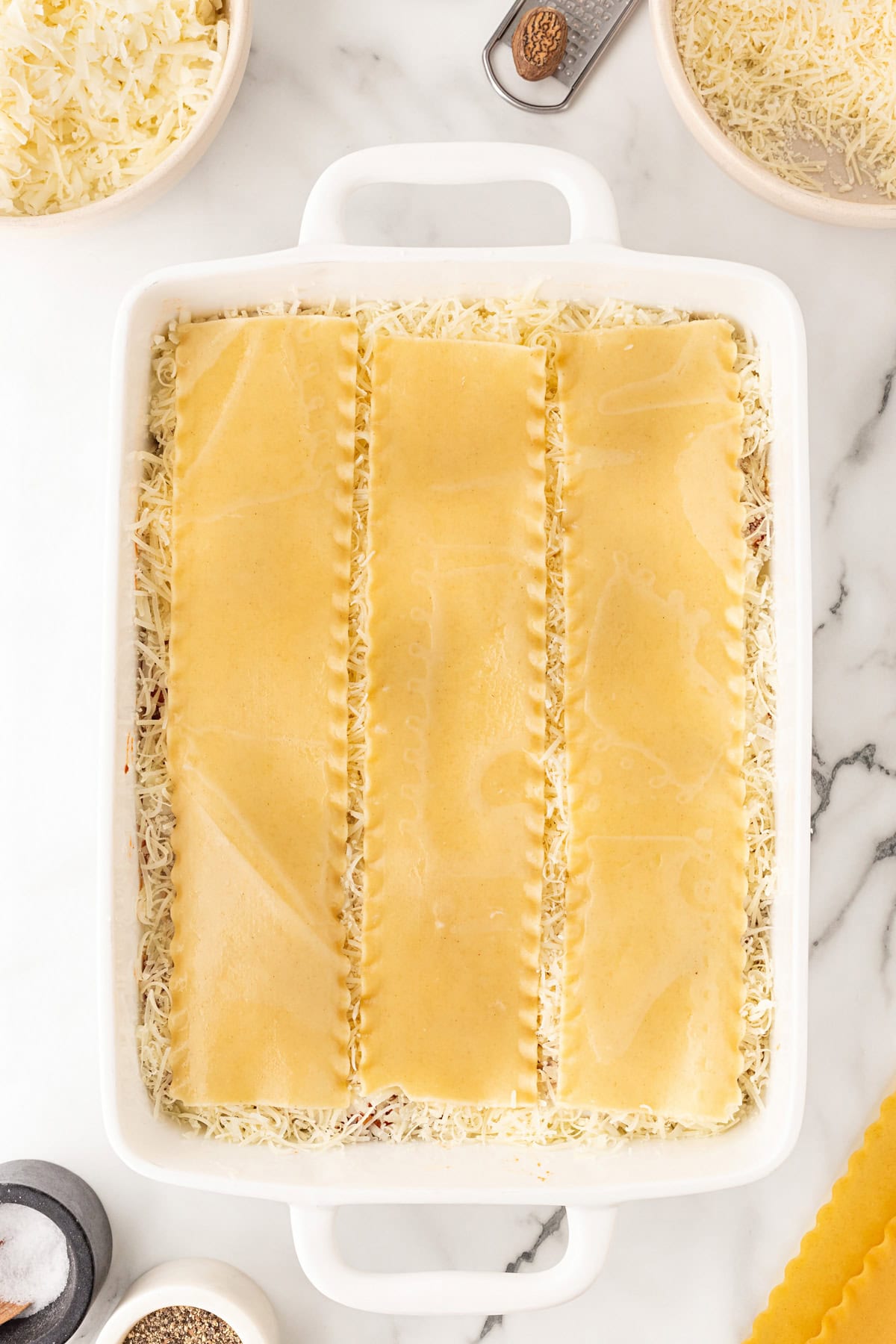 Repeating layers with lasagna noodles.