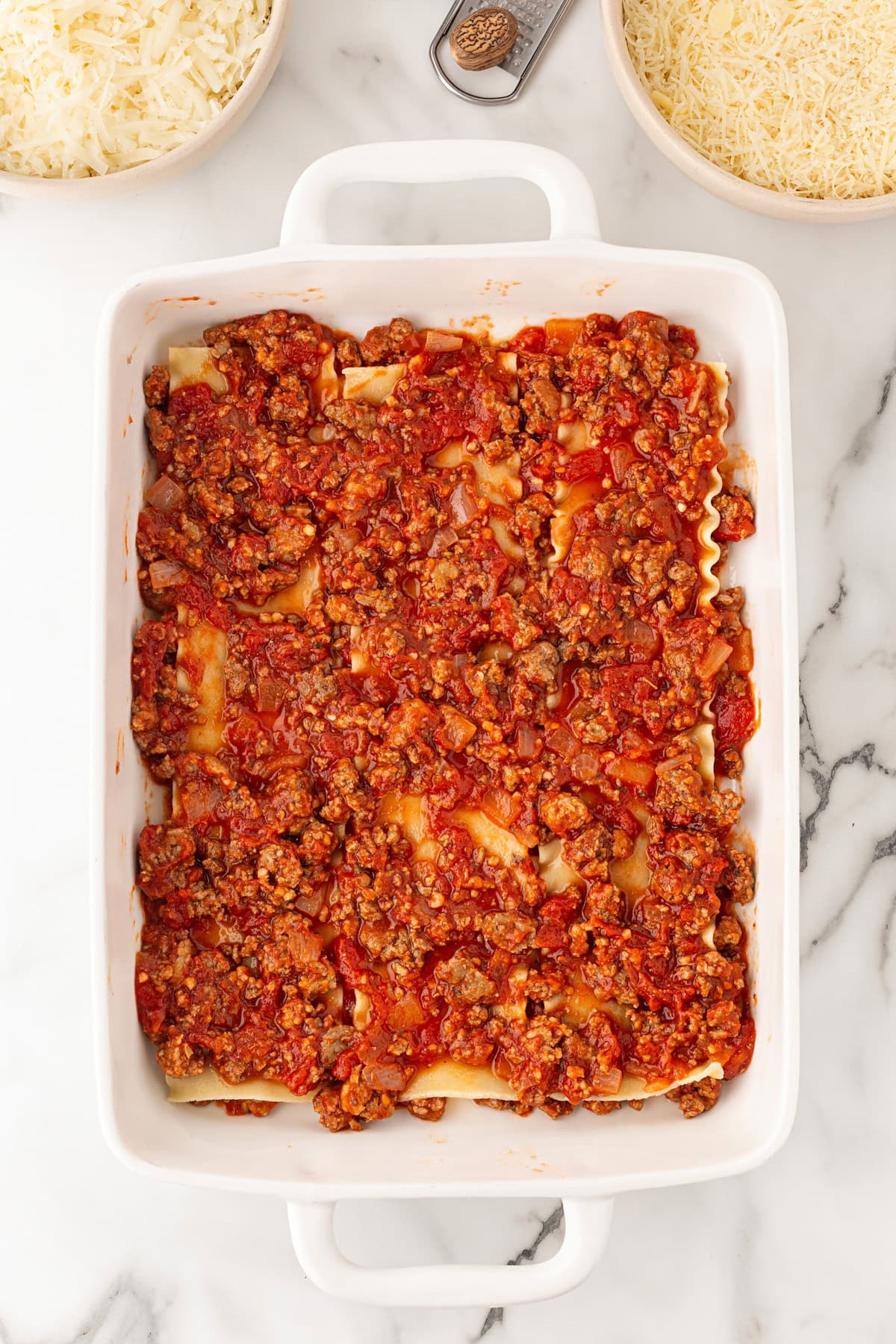 Meat sauce added.