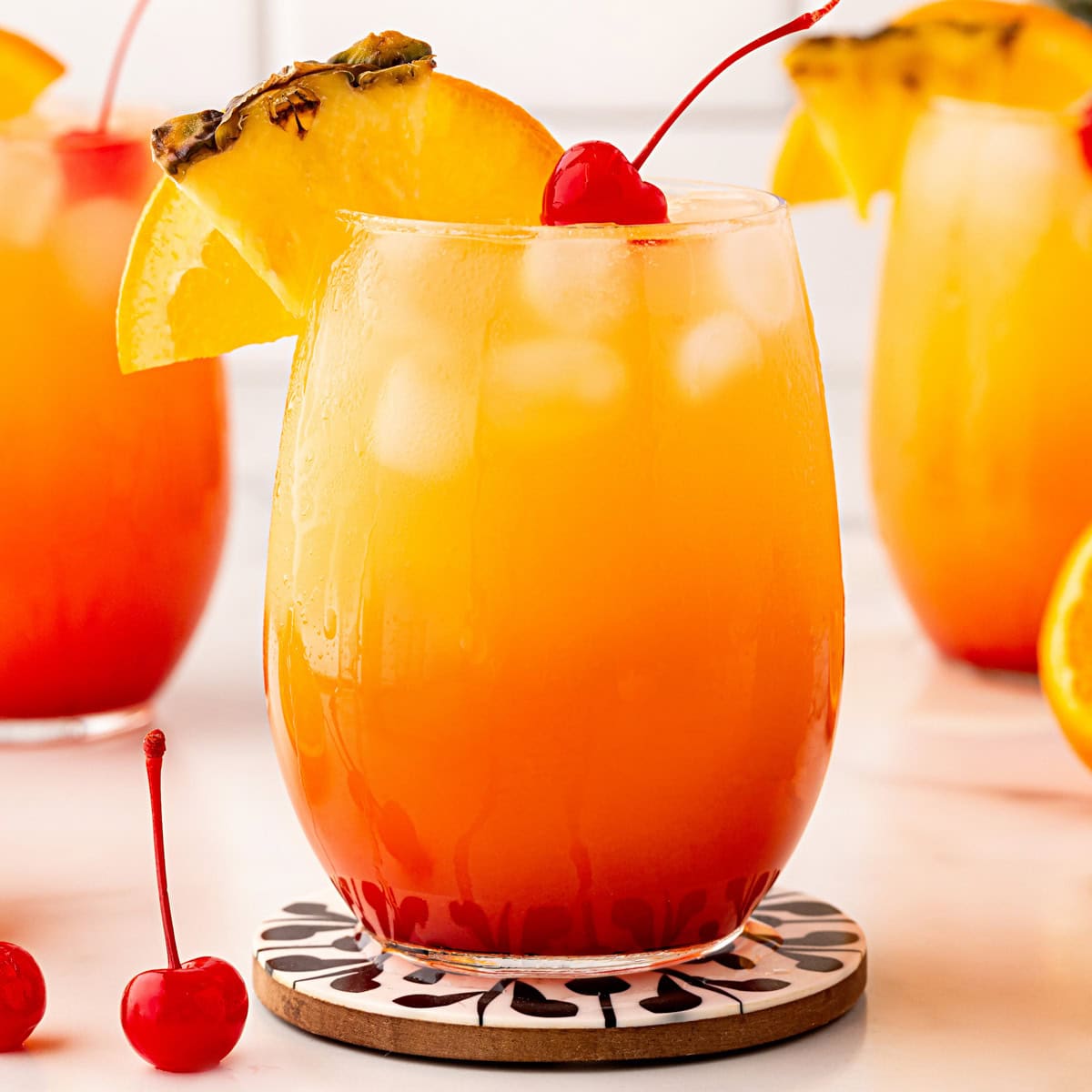 Malibu Sunset Cocktail close-up.