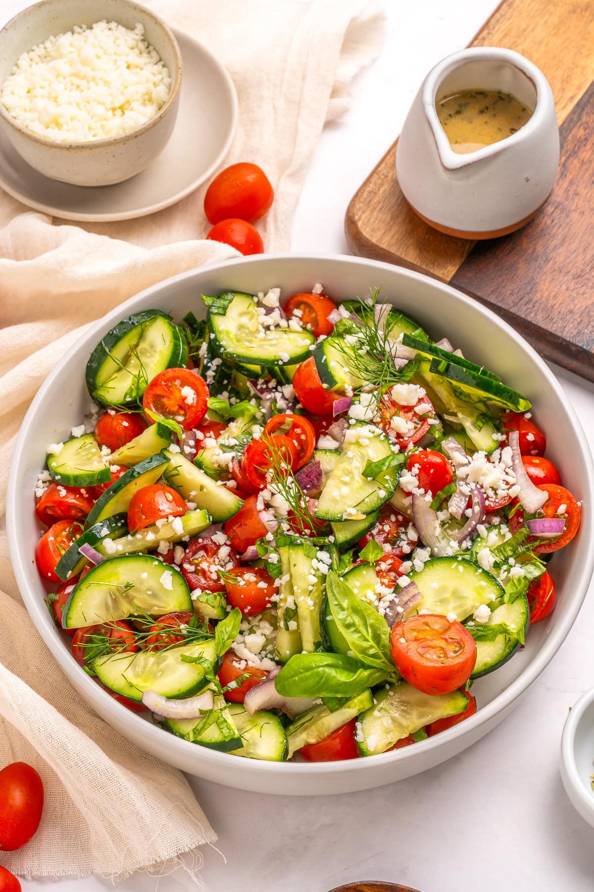 Tomato cucumber onion salad.