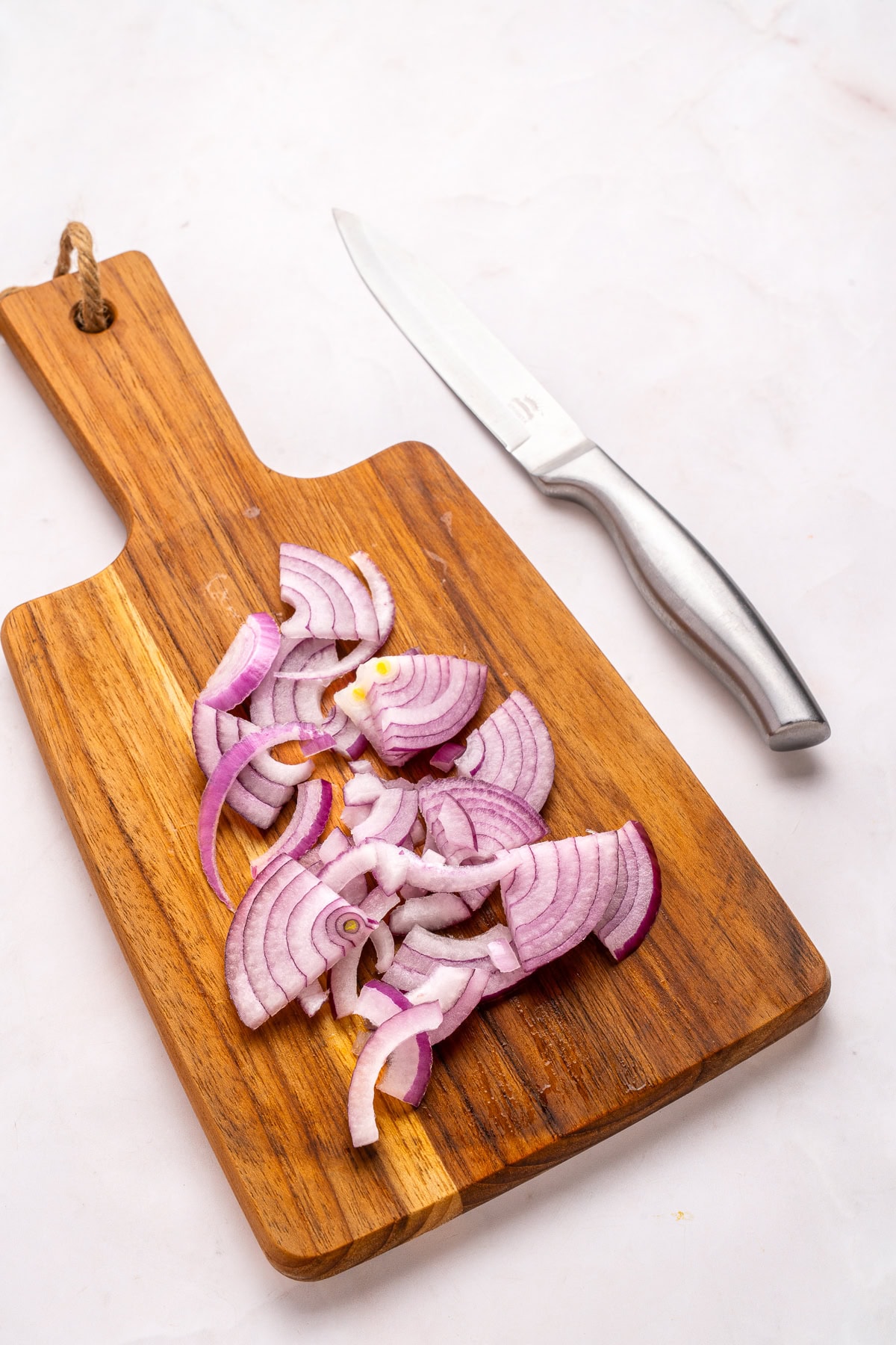 Sliced red onions.