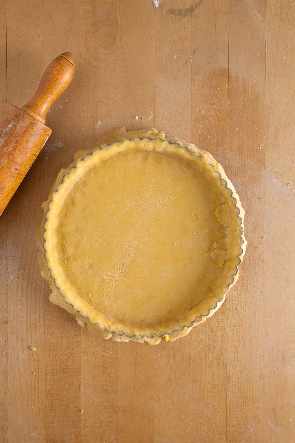 Fitted into the tart pan. 
