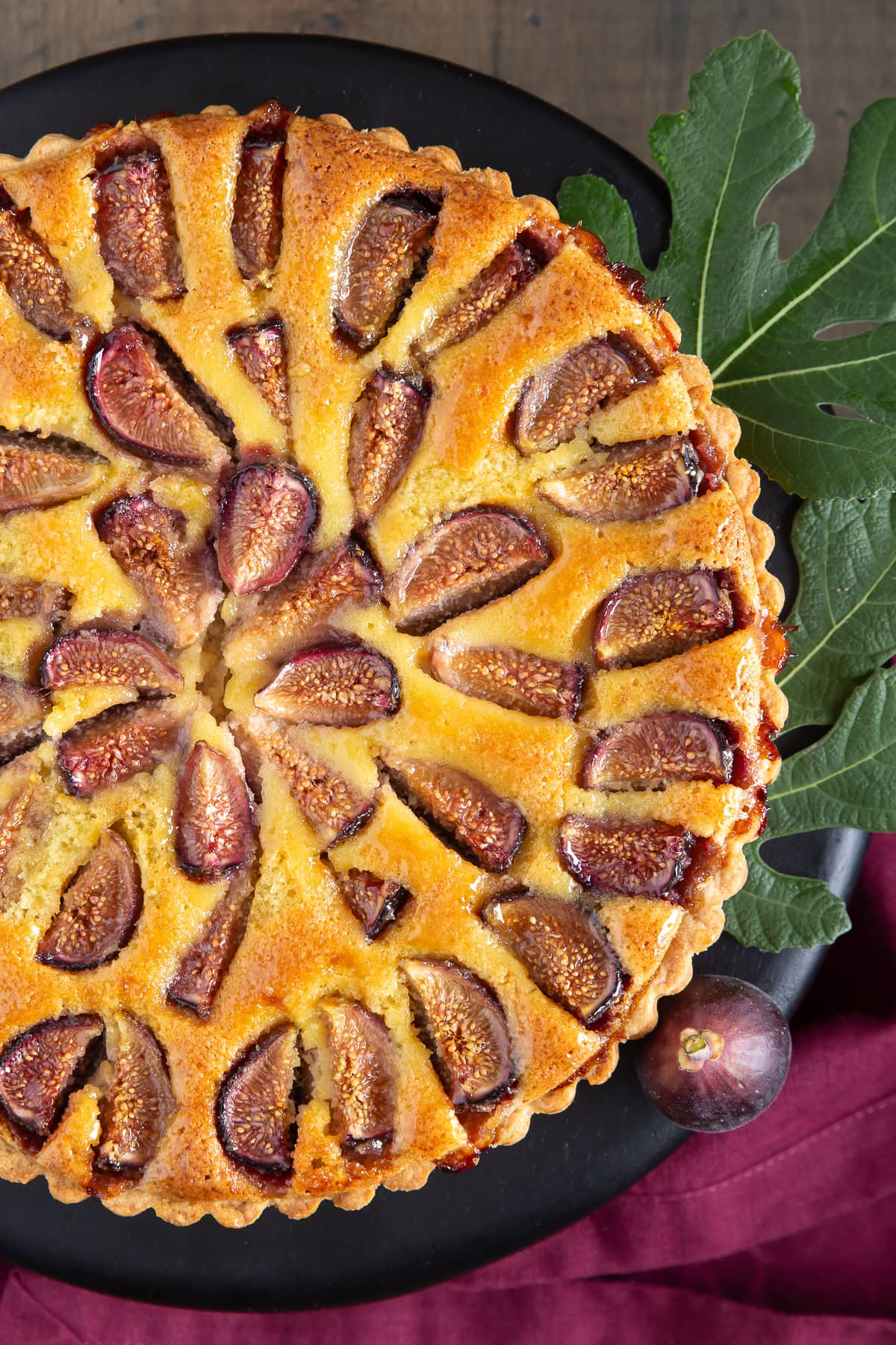 Finished tart on a platter. 
