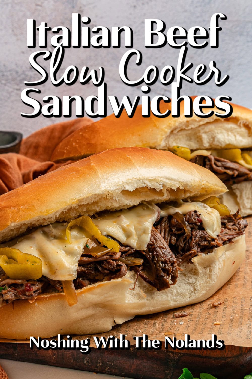 Italian Beef Slow Cooker Sandwiches pin. 