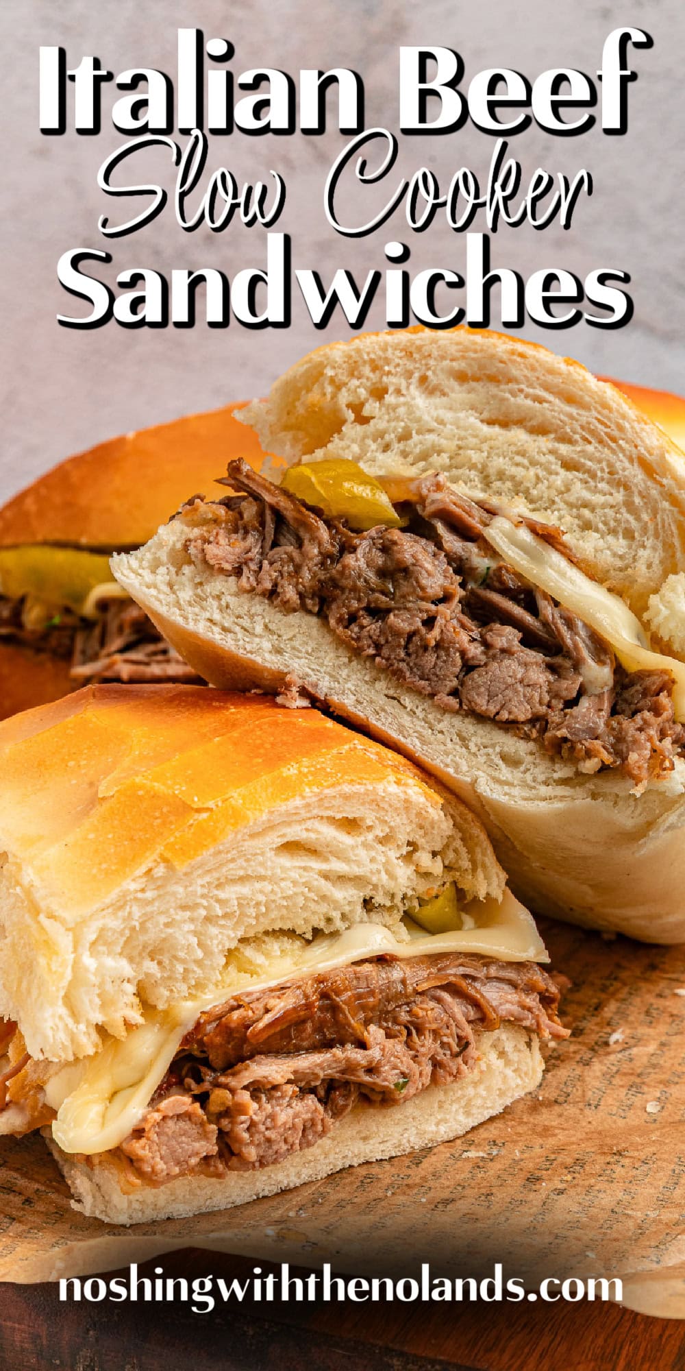 Italian Beef Slow Cooker Sandwiches pin. 