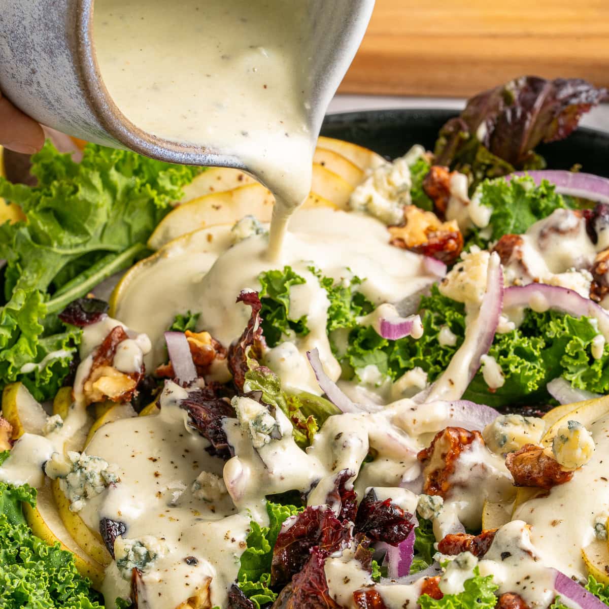 Close-up of Pear and Walnut Salad.