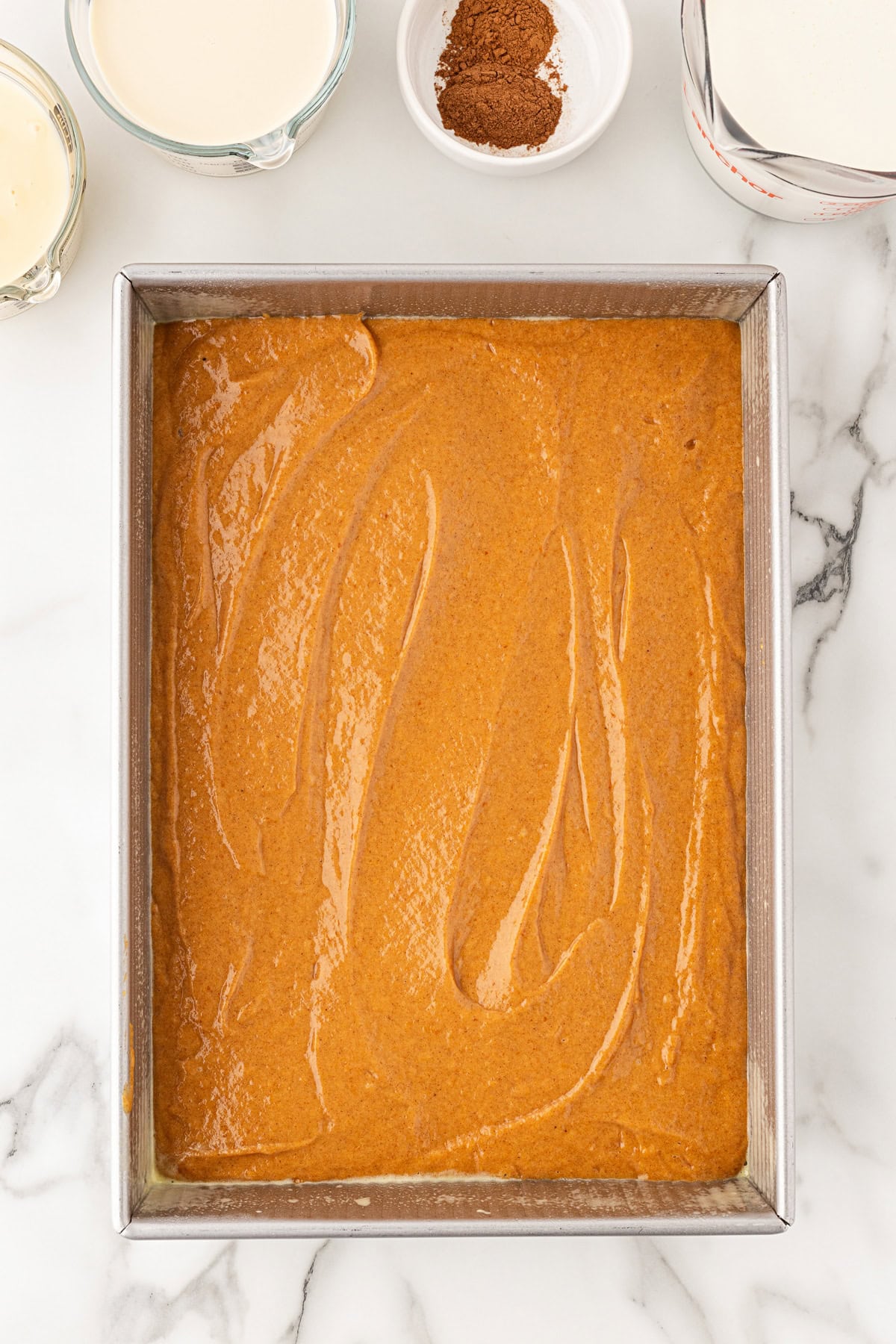 Batter in a pan.