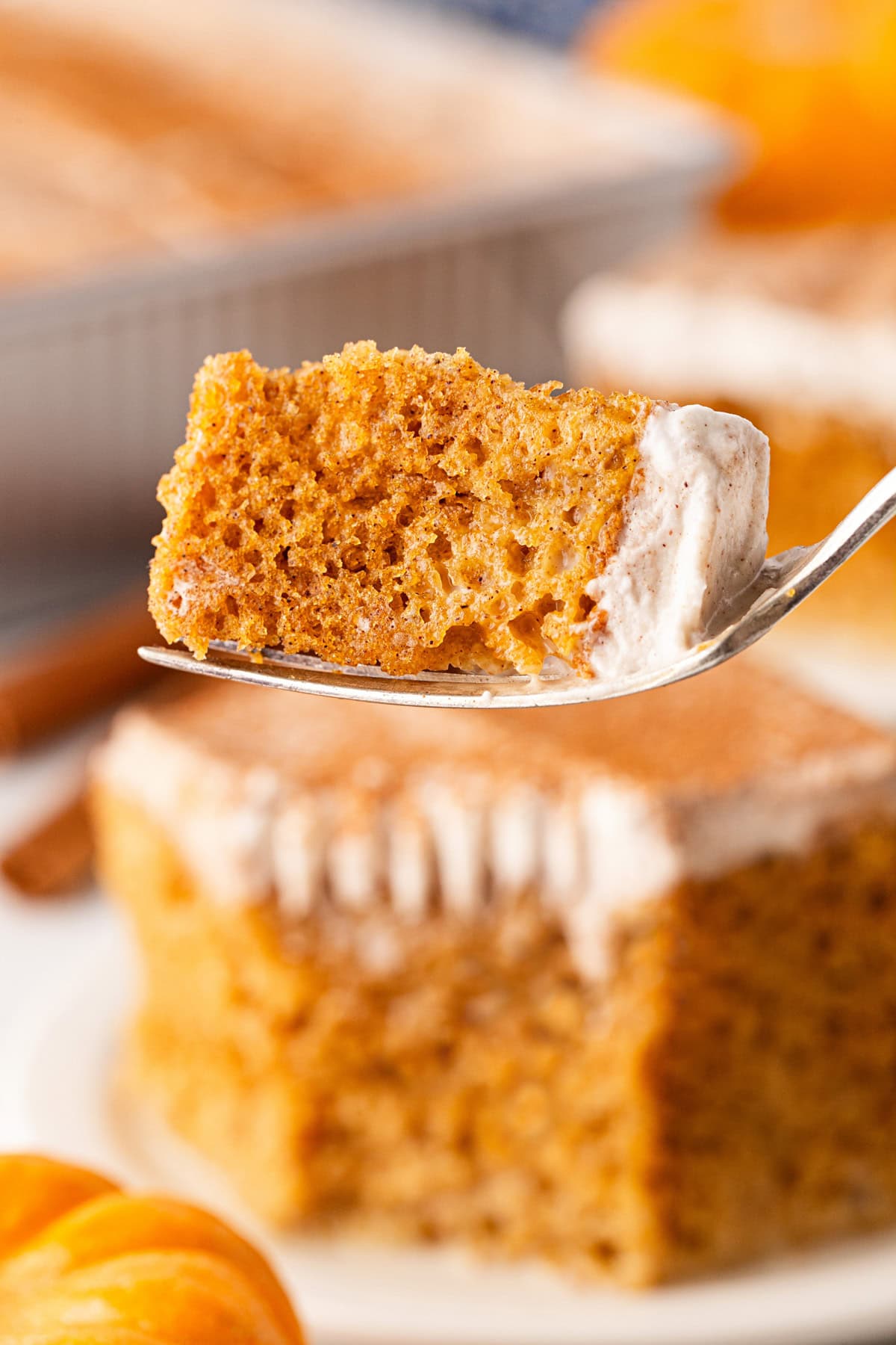 A forkful of cake.