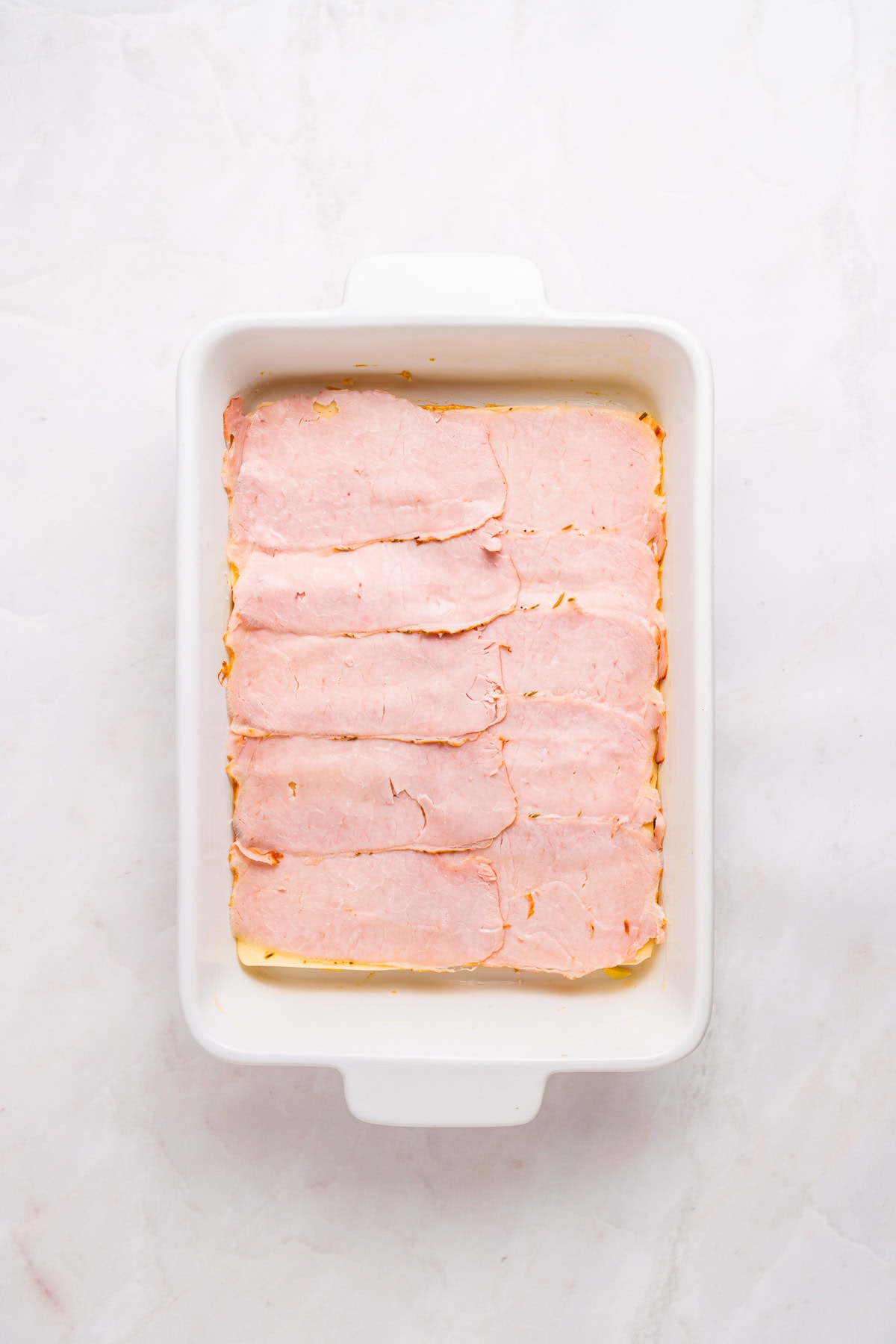 Deli ham layer on hawaiian rolls.