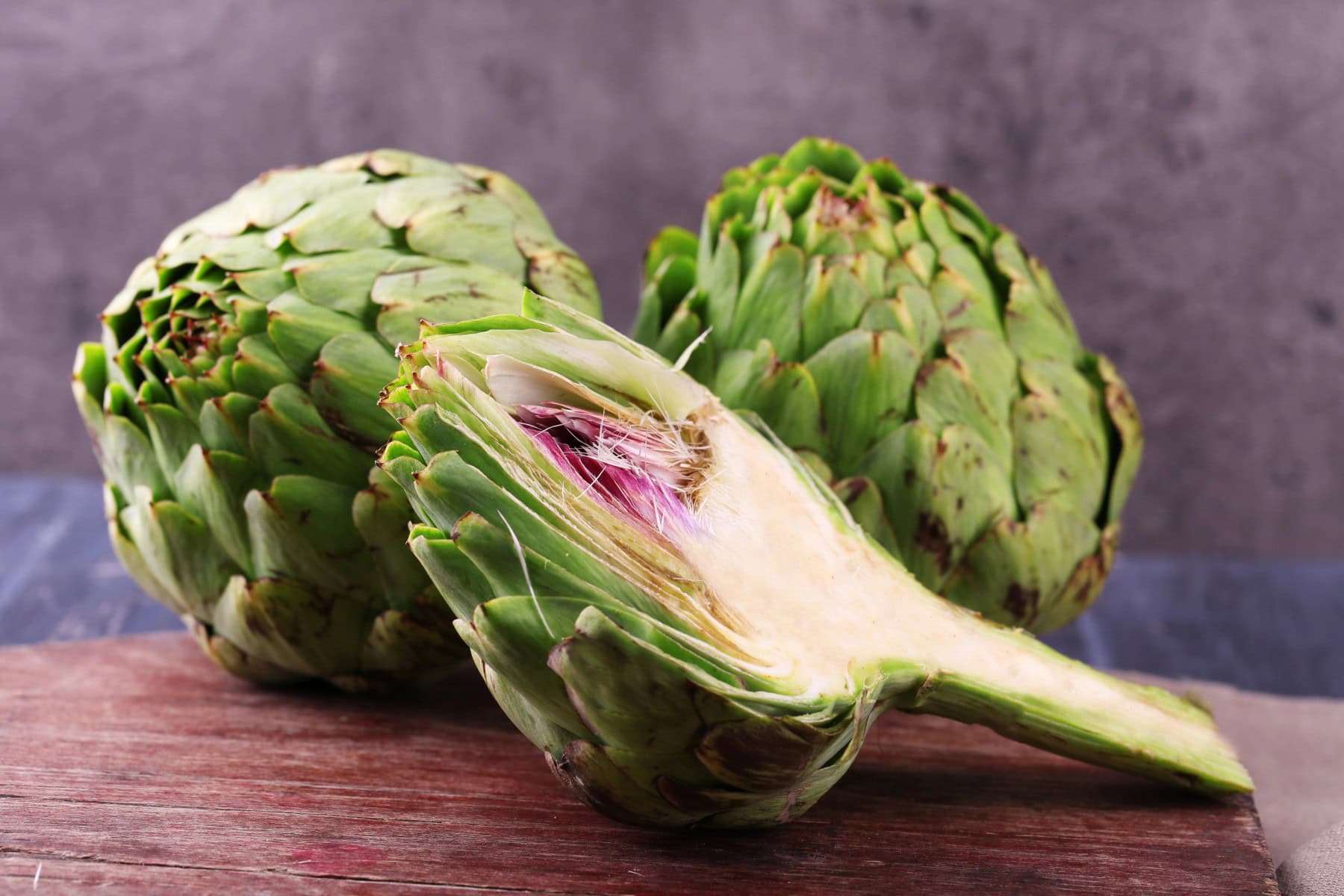 Artichokes, one in half. 