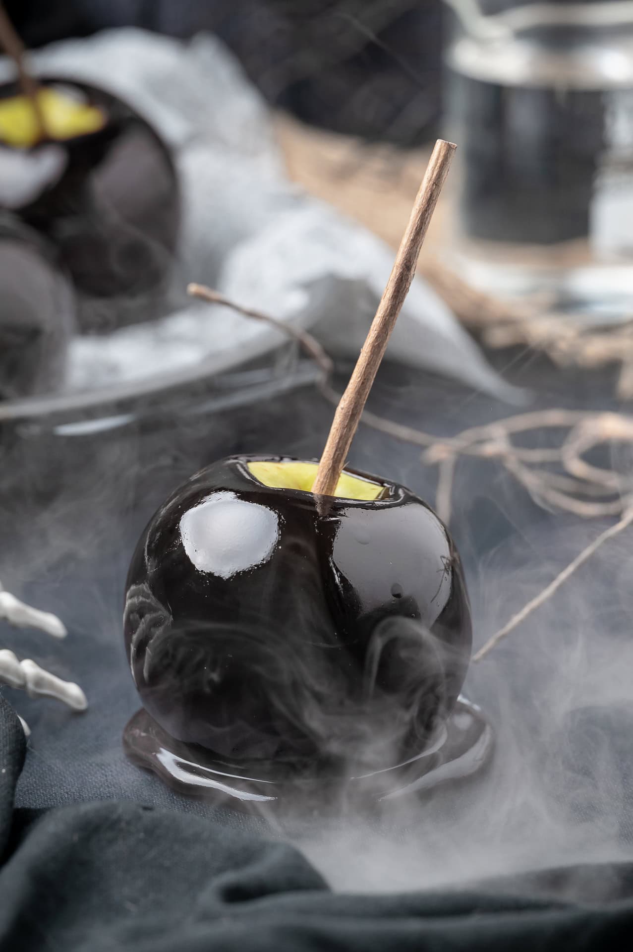 Single Black Candy Apple. 