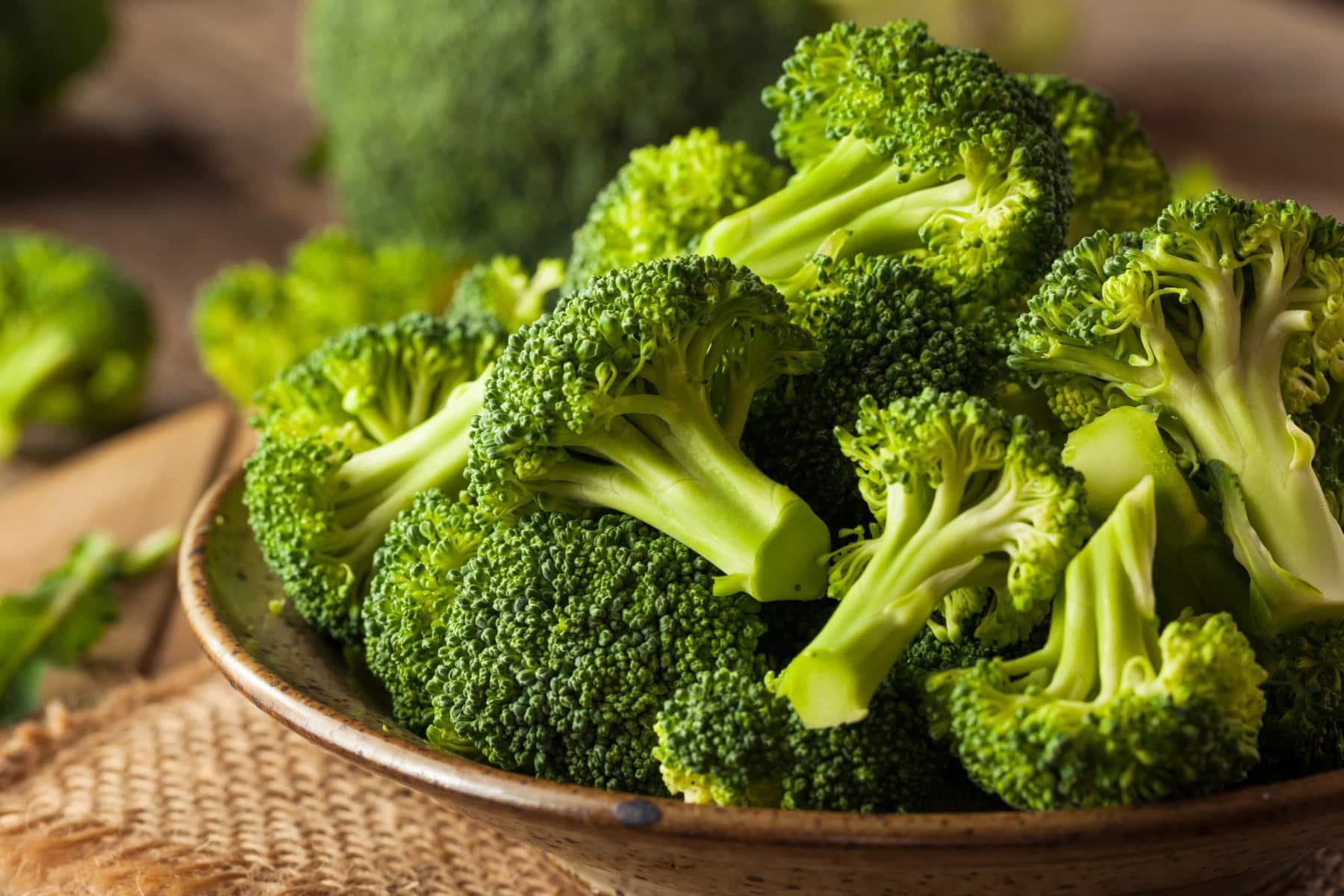 Broccoli florets in a bowl. 