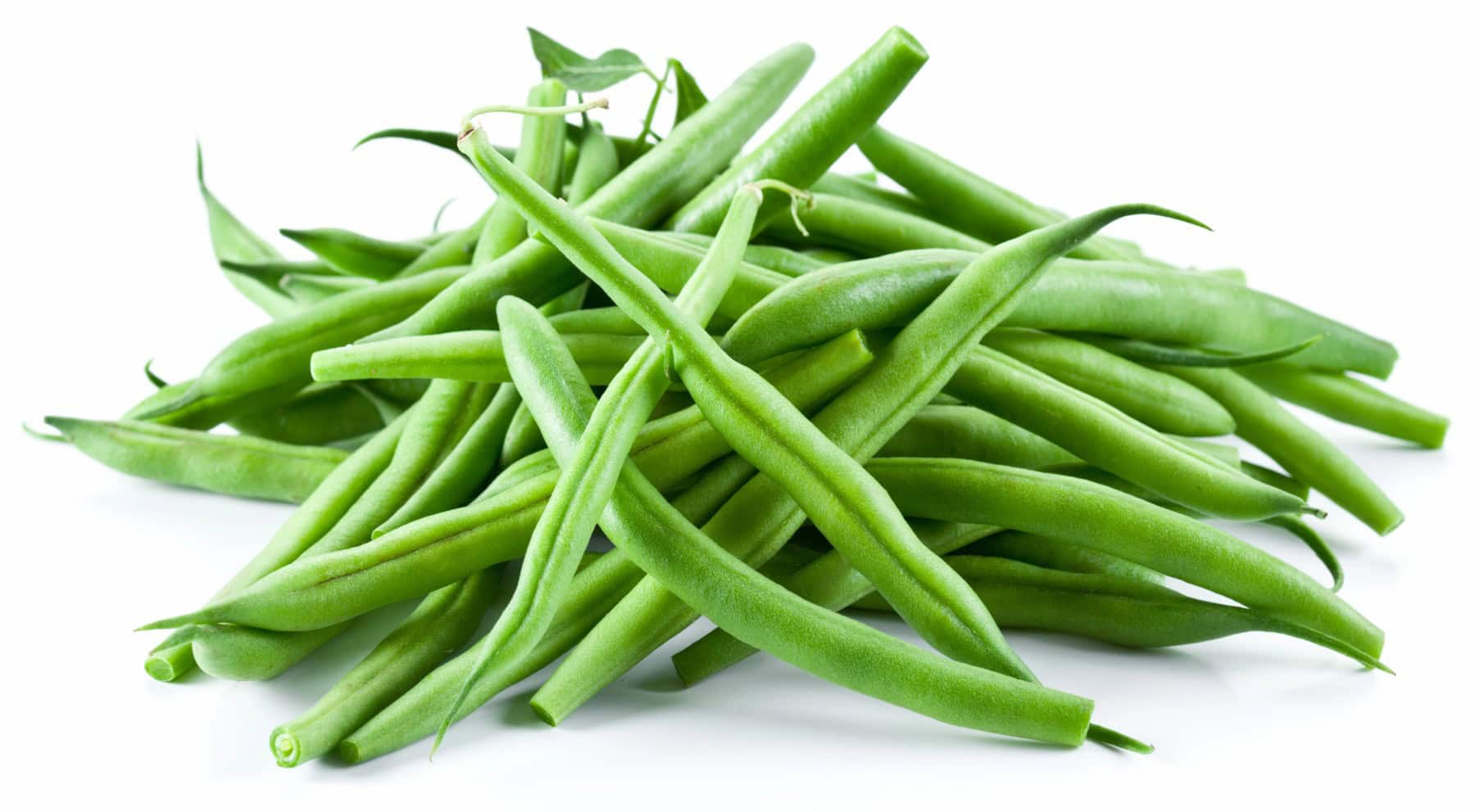 Fresh green beans in a stack. 