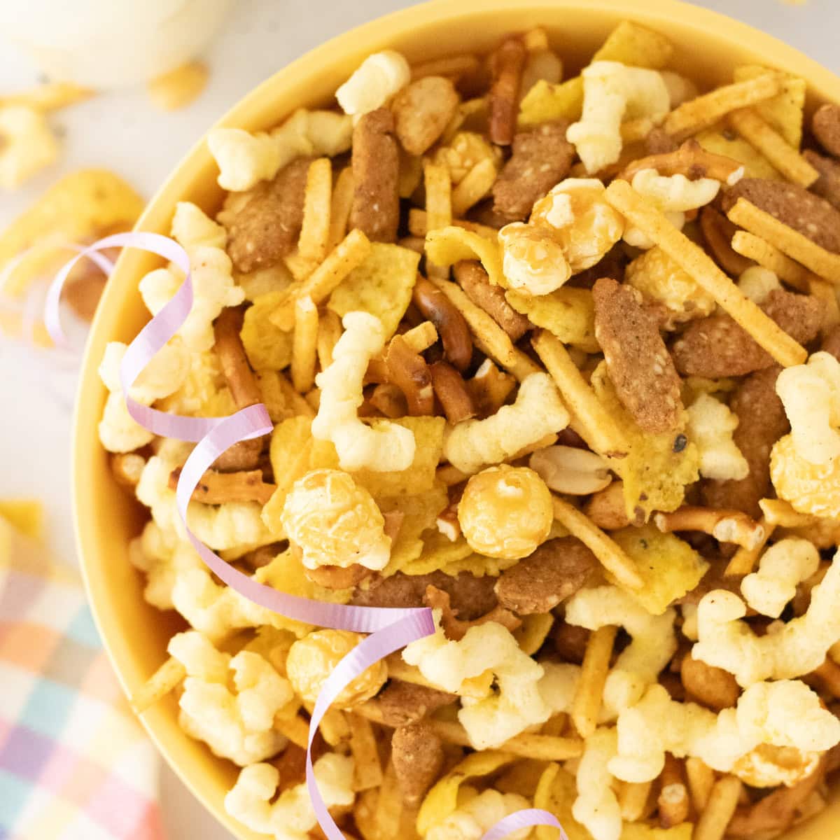 Up close No-Bake Party Mix.