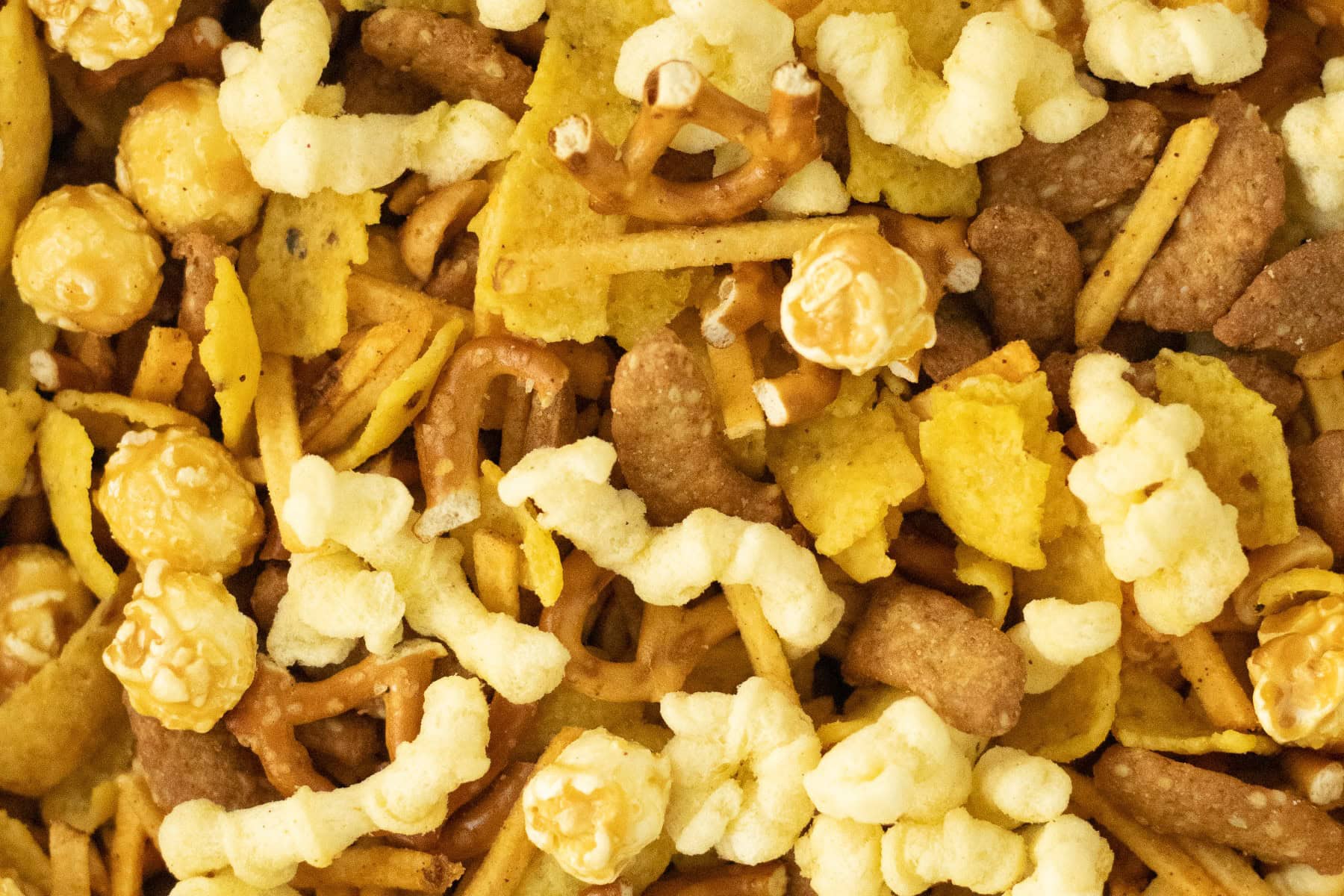 Close-up of No-Bake Party Mix.