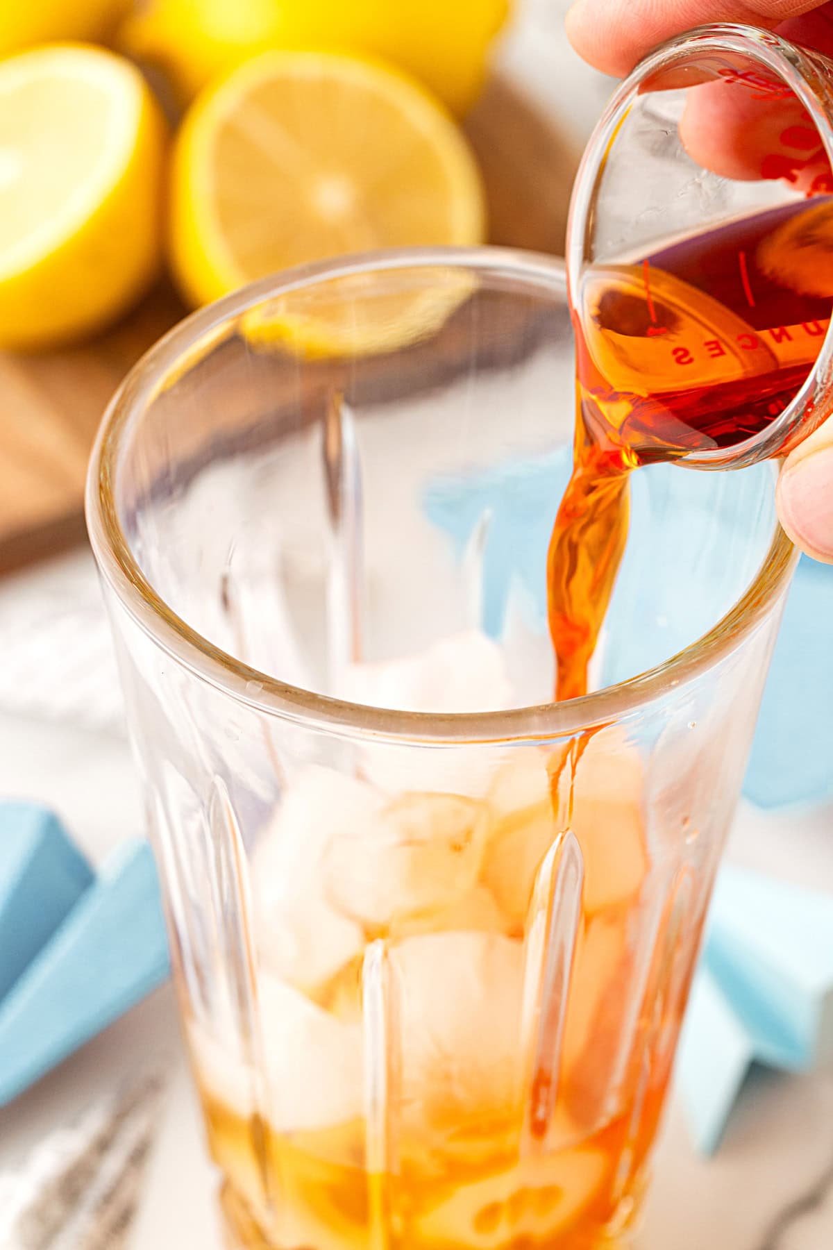 Pouring in Aperol. 
