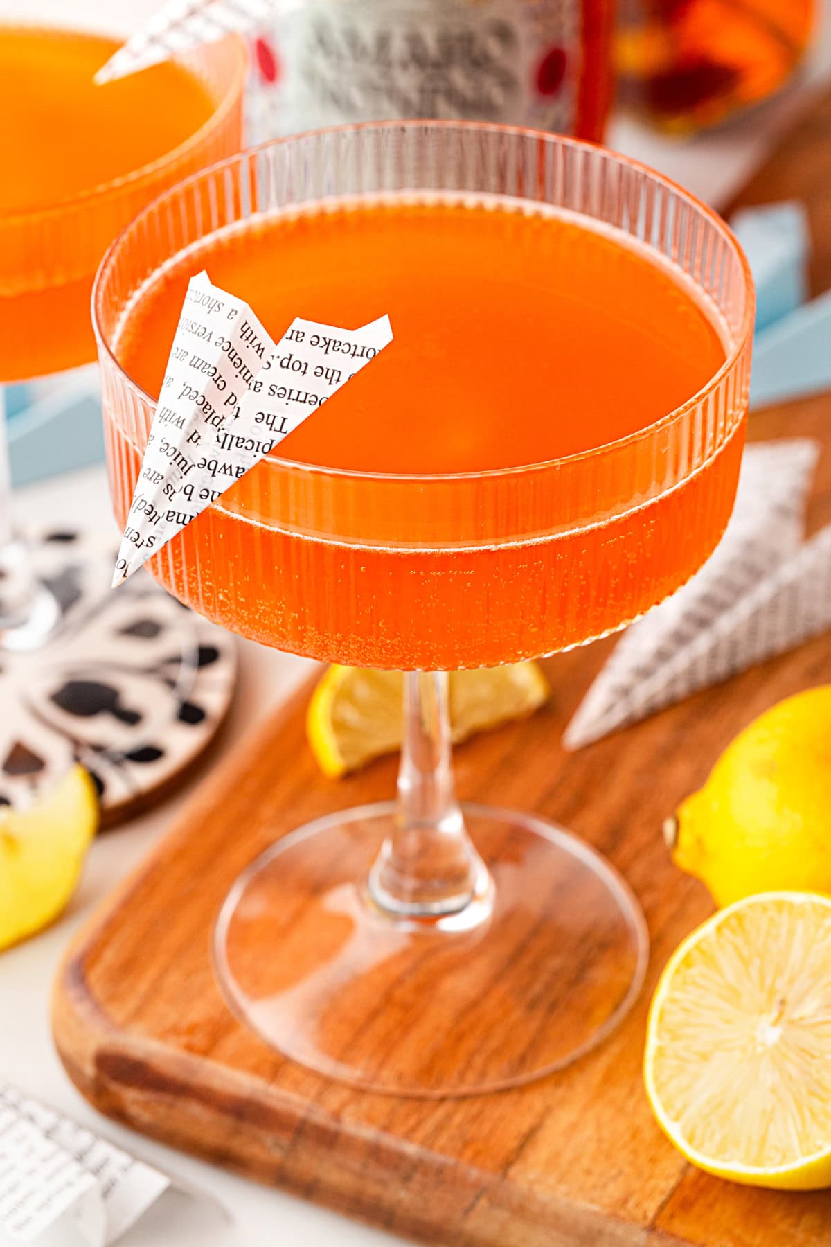 Paper Plane Cocktail on a board. 