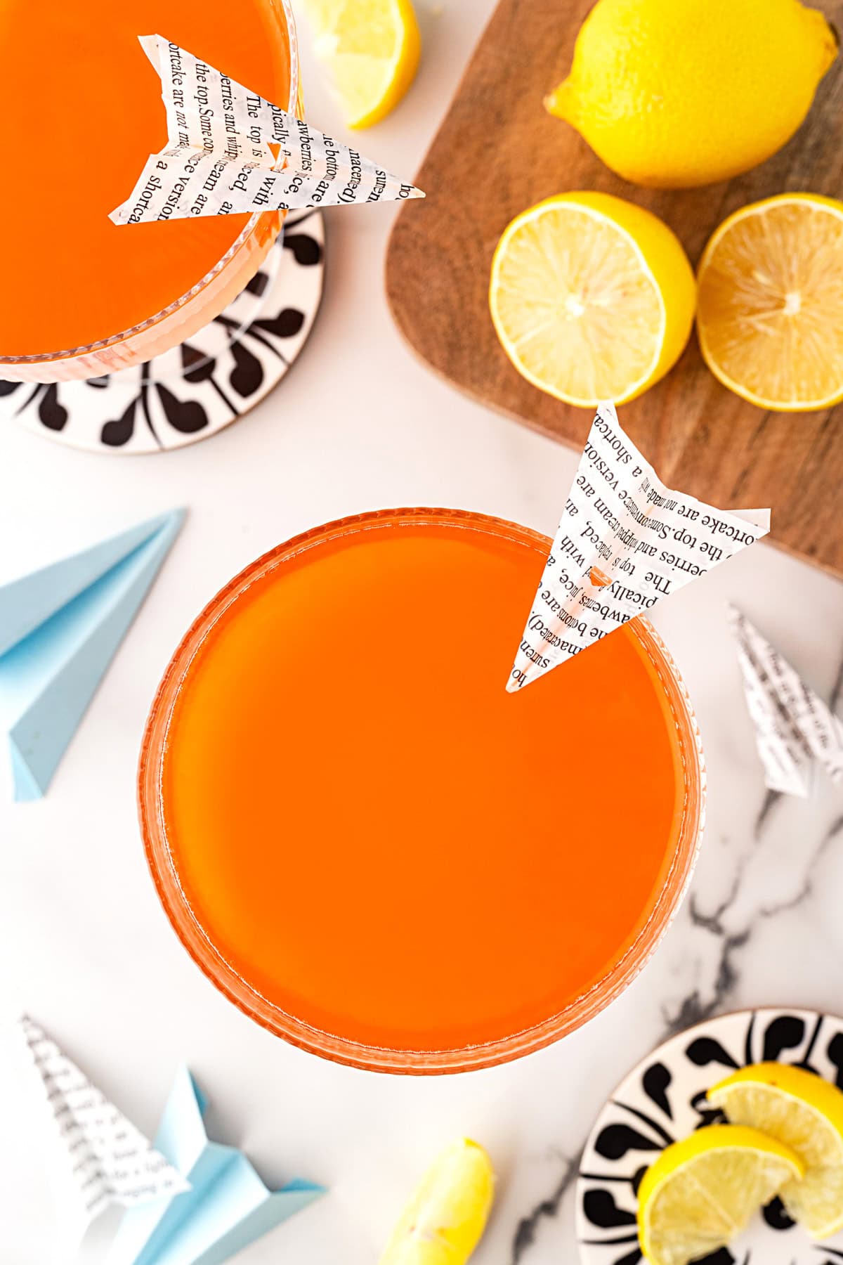 Overhead of a Paper Plane Cocktail. 