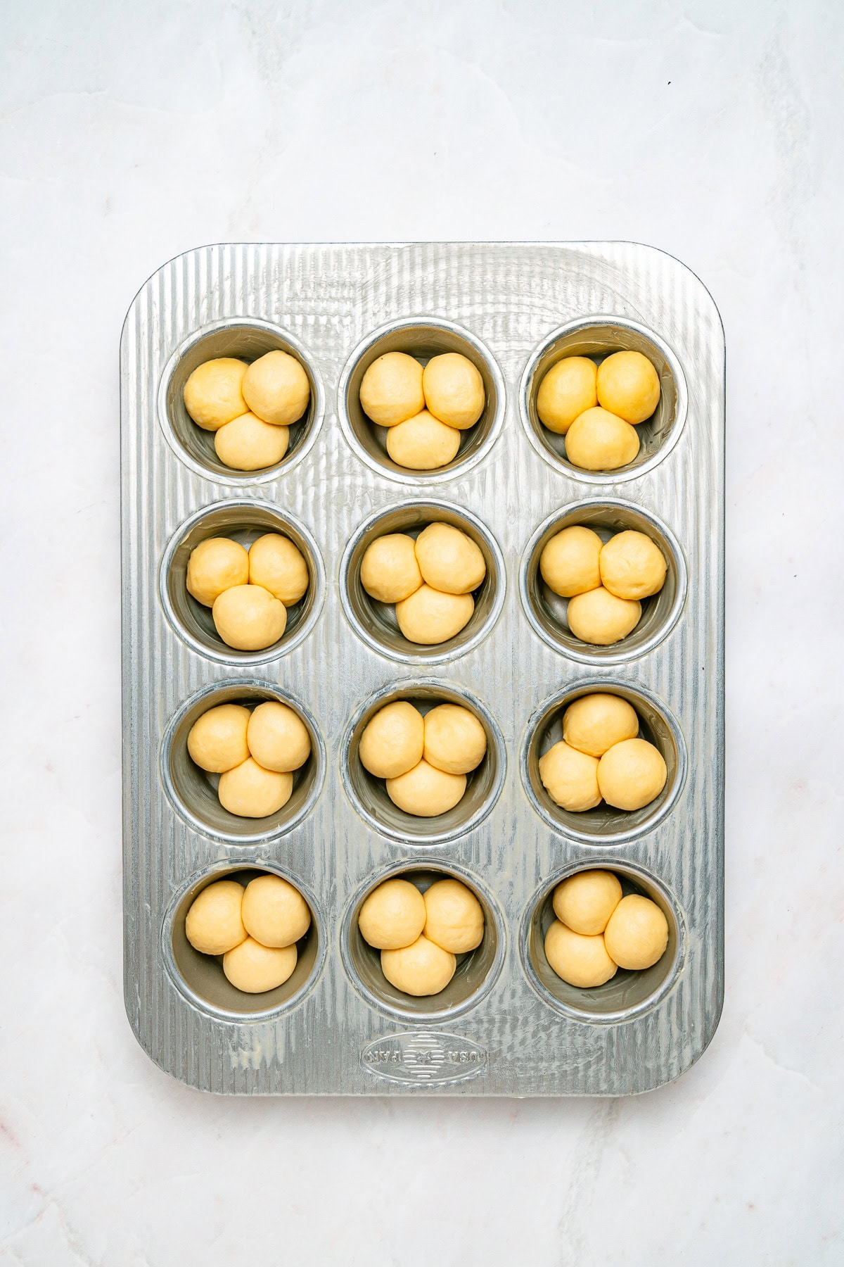 Balls of dough before proofing.