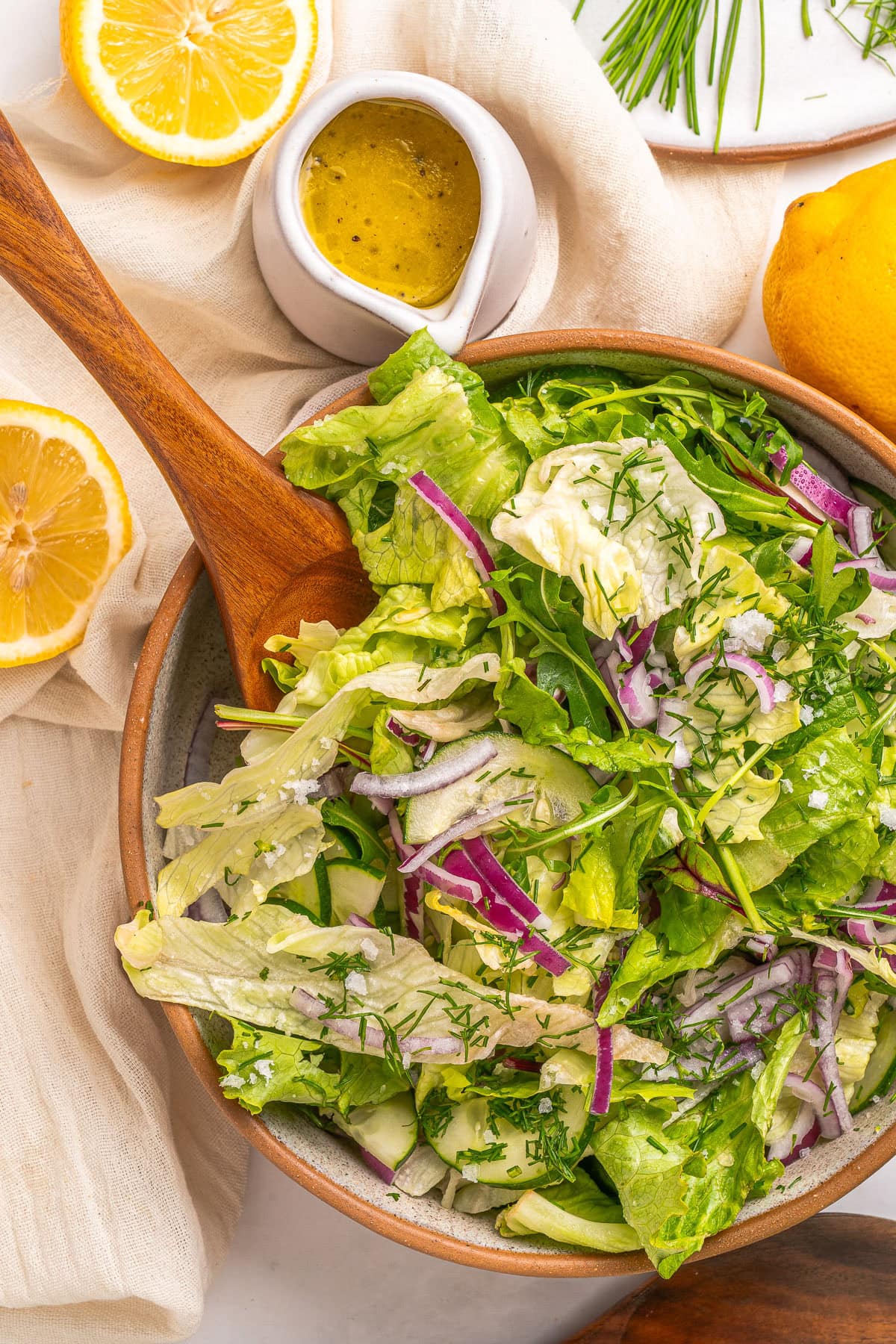 French bistro salad, served.